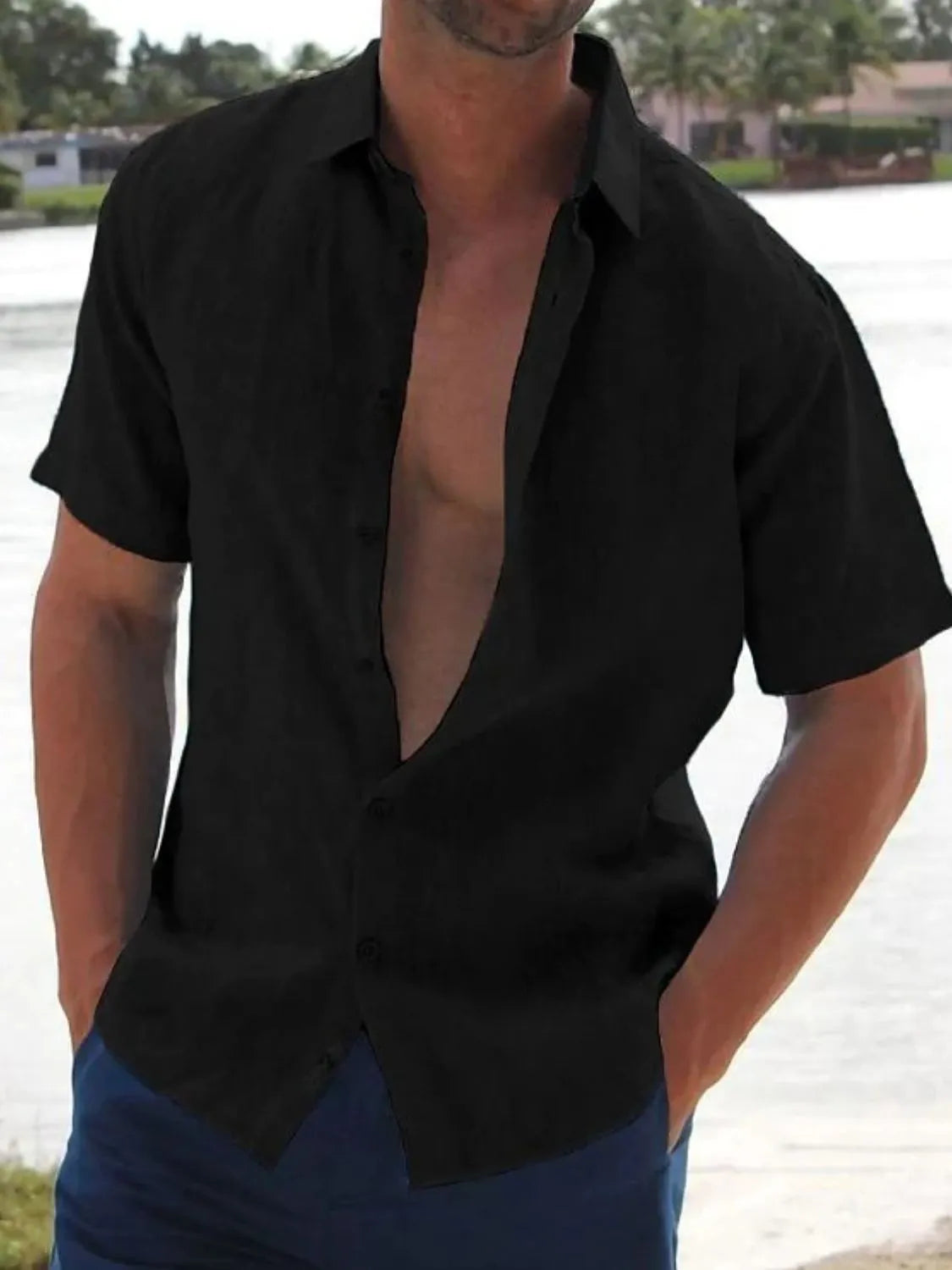 Men's Full Size Button Up Short Sleeve Shirt Plus Size