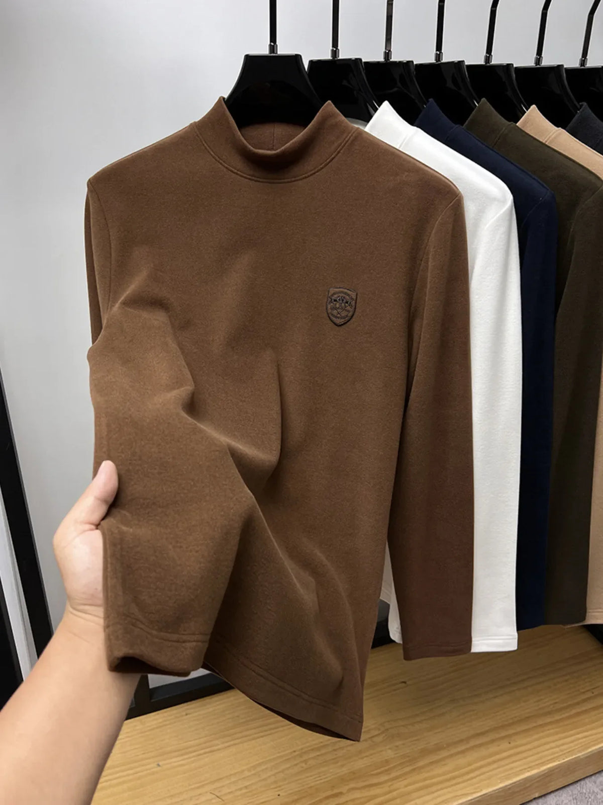 Men's Plus Size Mock Neck Long Sleeve T-Shirt