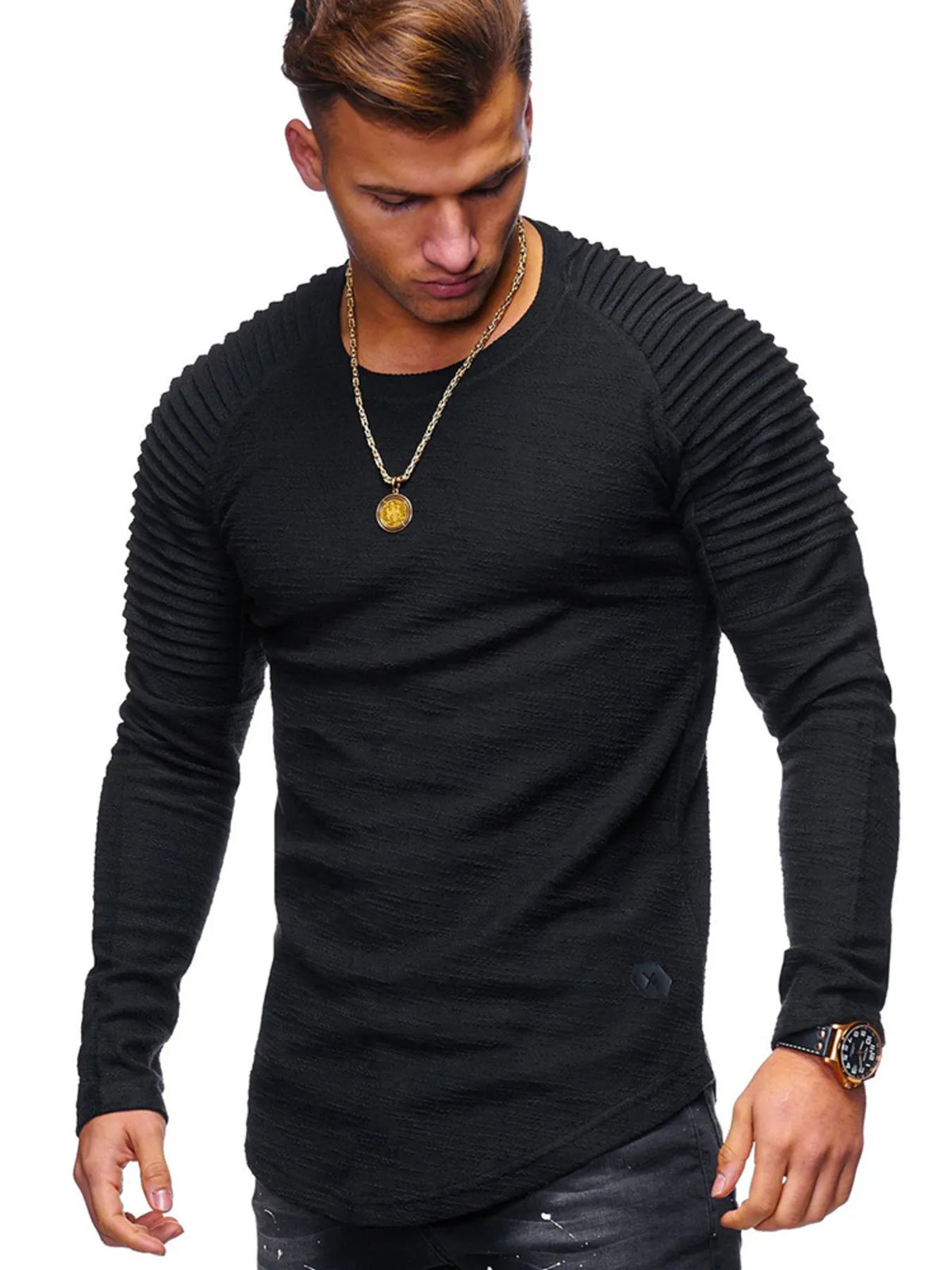 Men's Plus Size Round Neck Raglan Sleeve T-Shirt