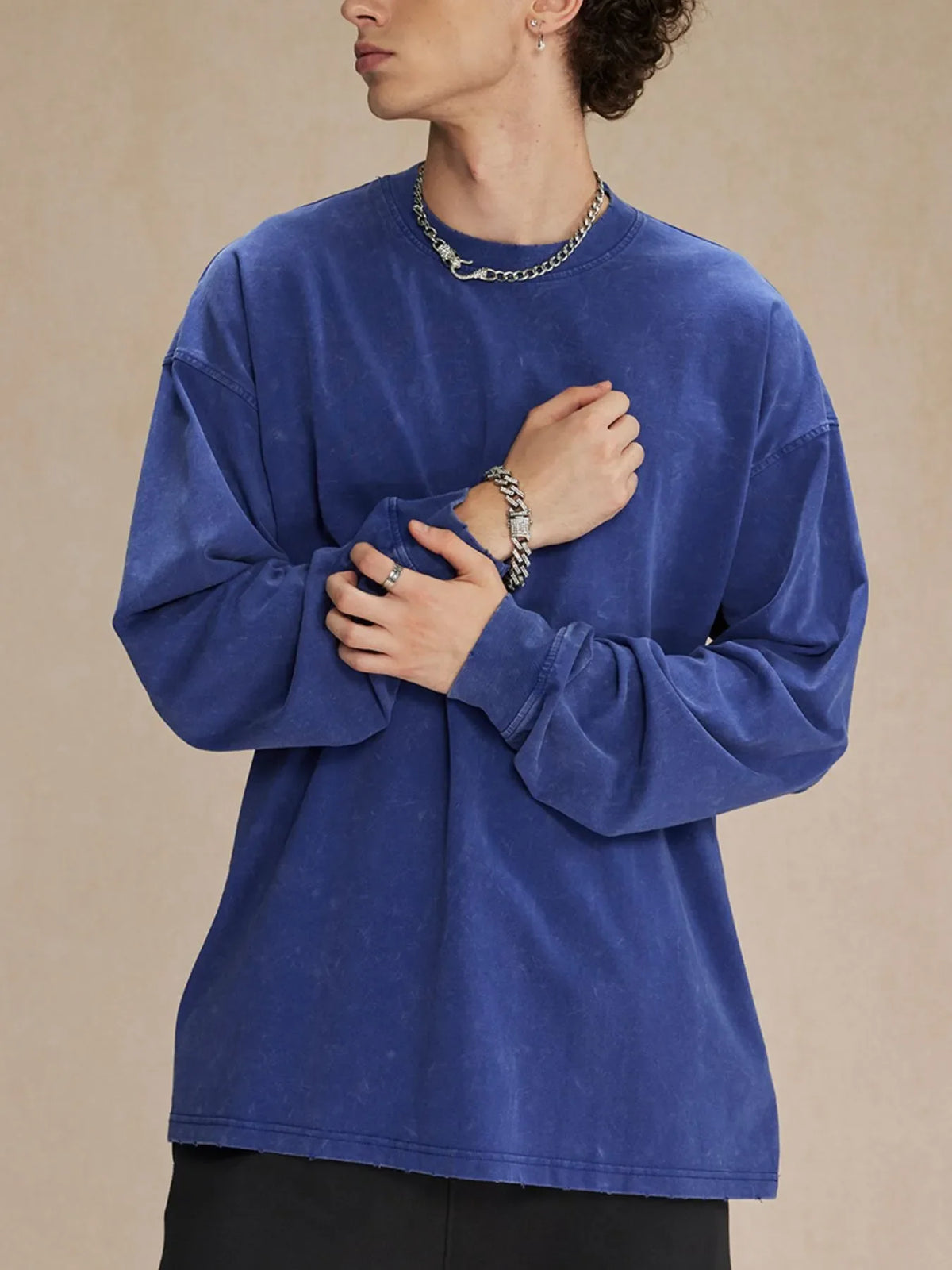 Men's Oversized Washed Round Neck T-Shirt