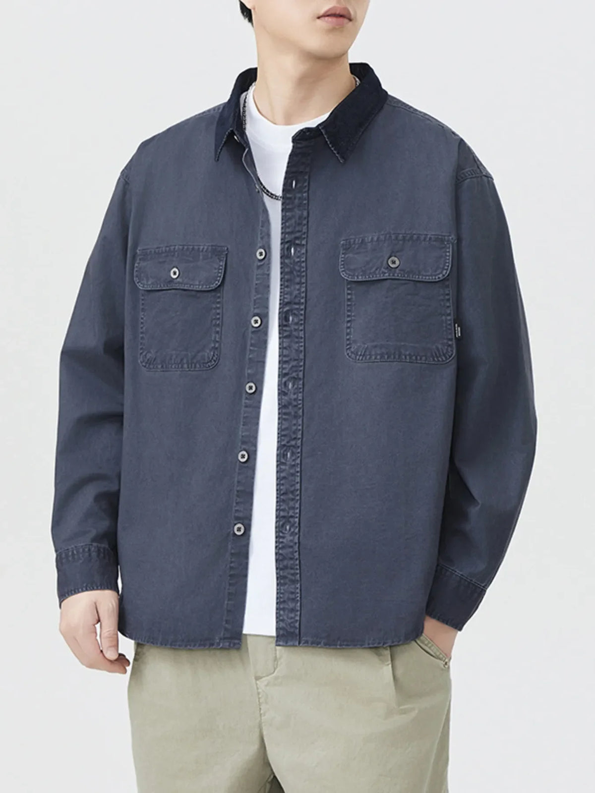 Men's Plus Size Button Up Long Sleeve Shirt