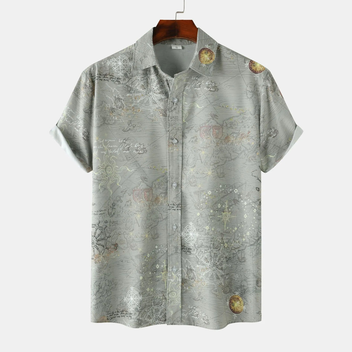 Men's Printed Button Up Short Sleeve Shirt
