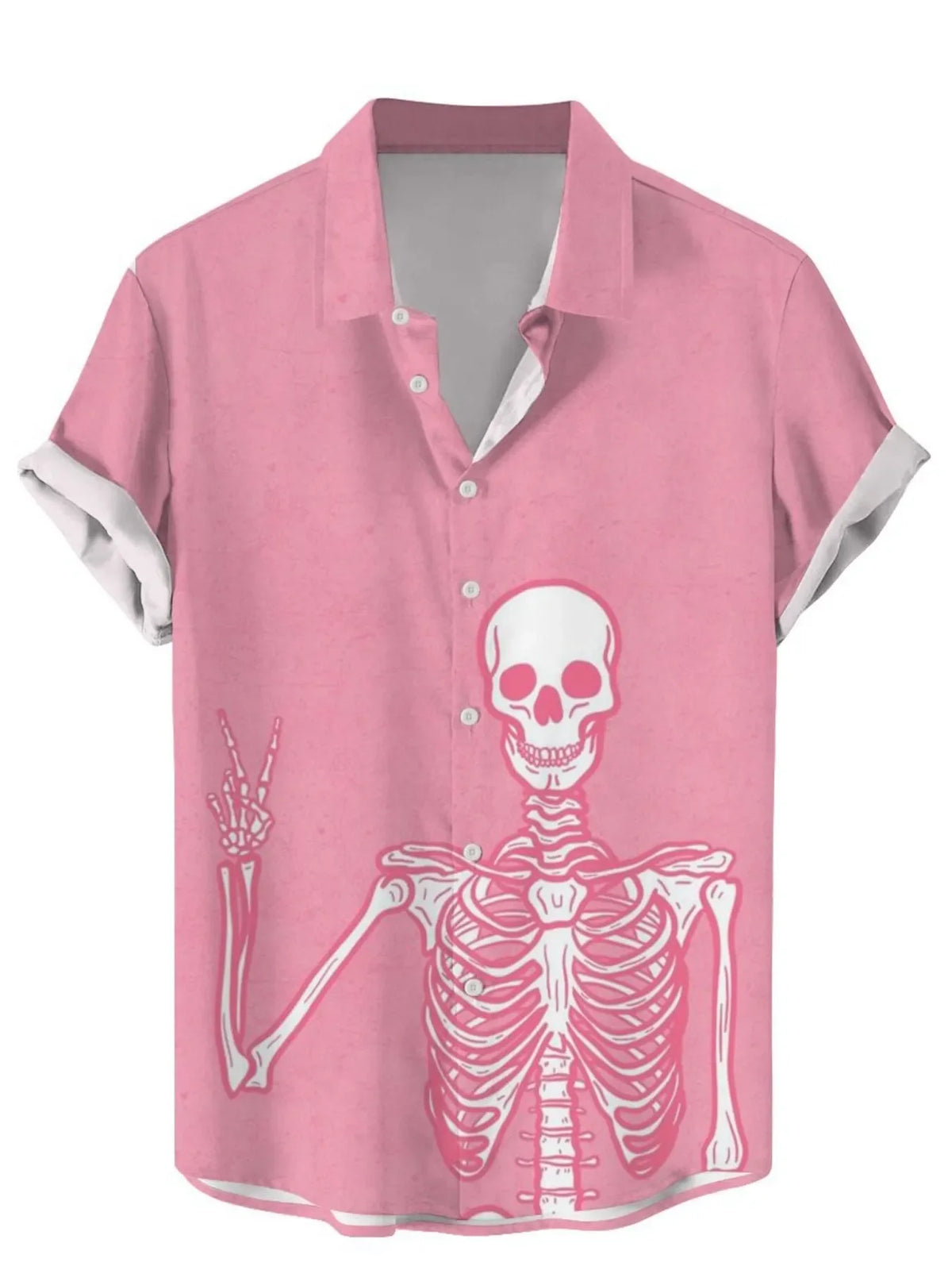 Men's Plus Size Printed Button Up Short Sleeve Shirt