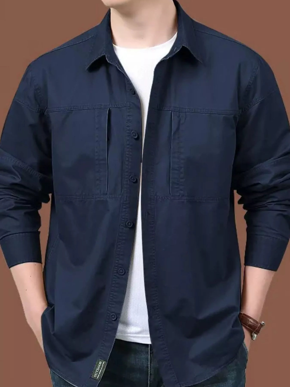 Men's Plus Size Casual Long-Sleeve Shirt