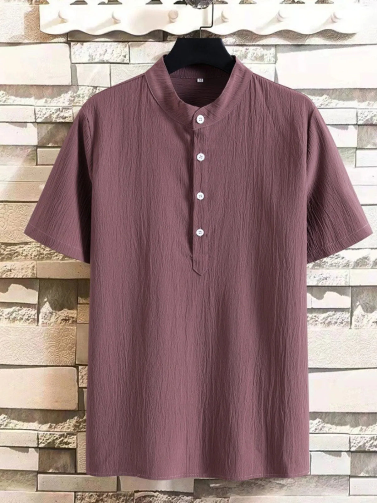 Men's Plus Size Button Detail Short Sleeve Blouse