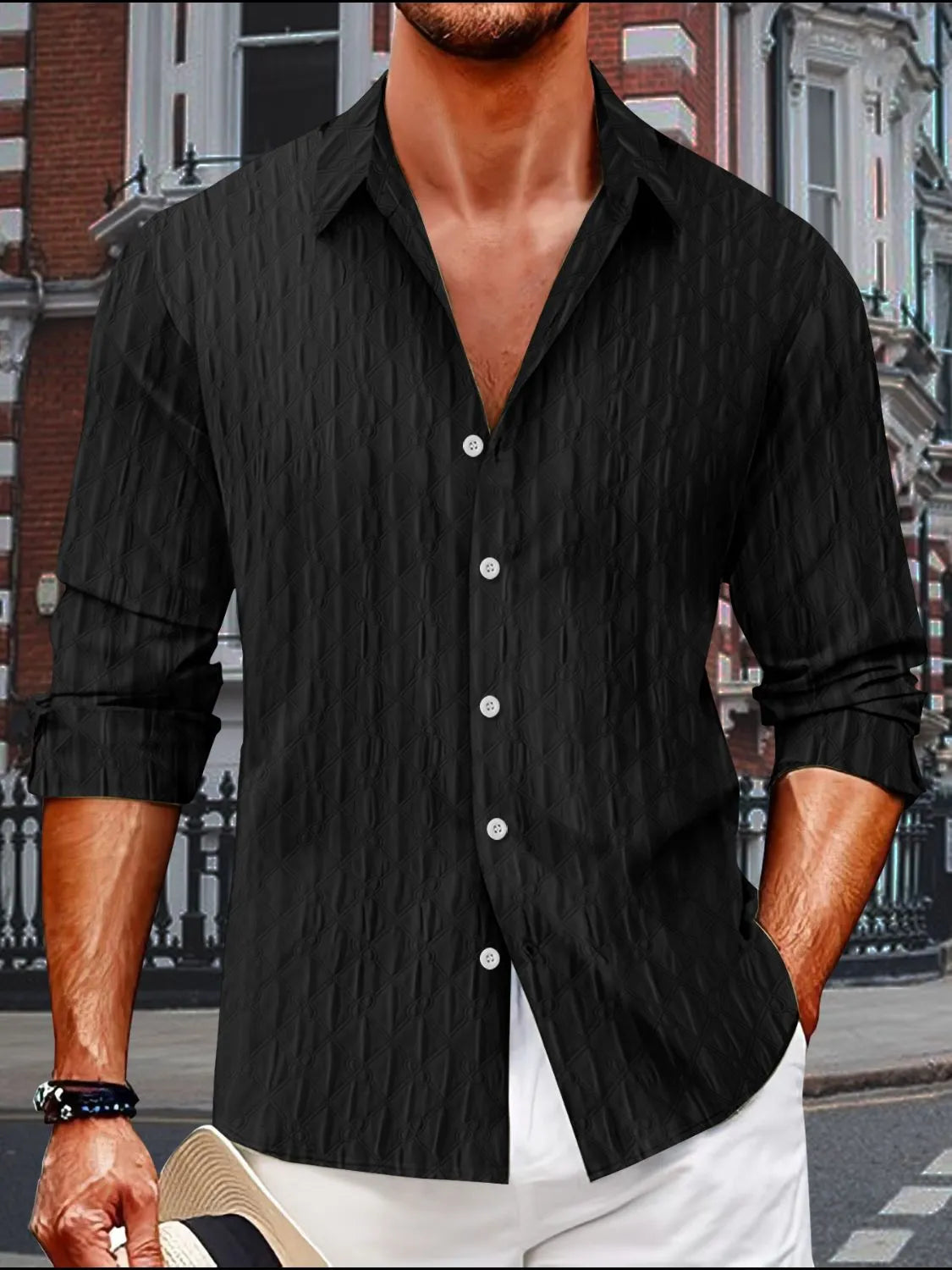 Men's Full Size Button Up Long Sleeve Shirt Plus Size