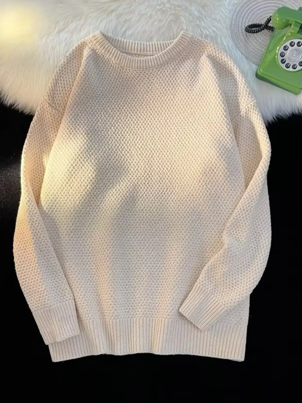 Men's Textured Knit Relaxed Fit Sweater