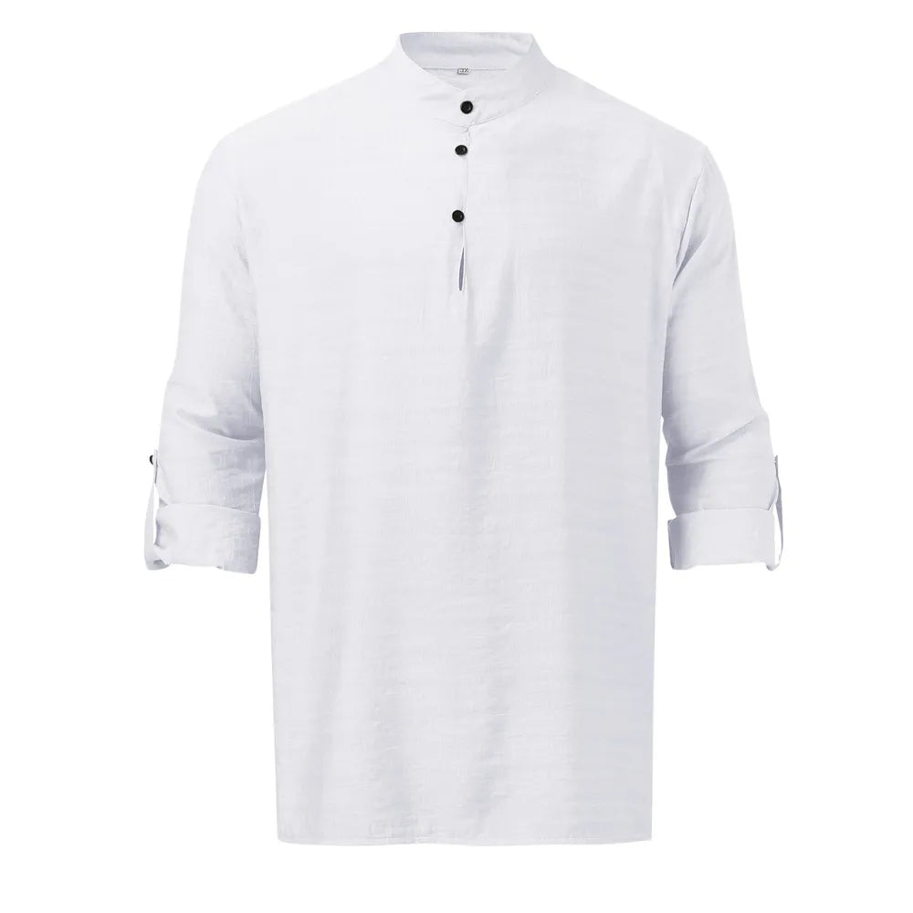 Men's Full Size Half Button Long Sleeve Shirt Plus Size