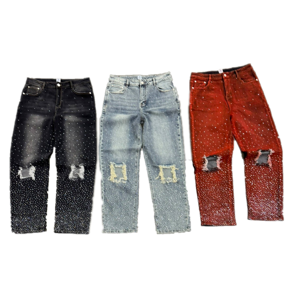 "Reaper unit worldwide Capri" Rhinestone Denim