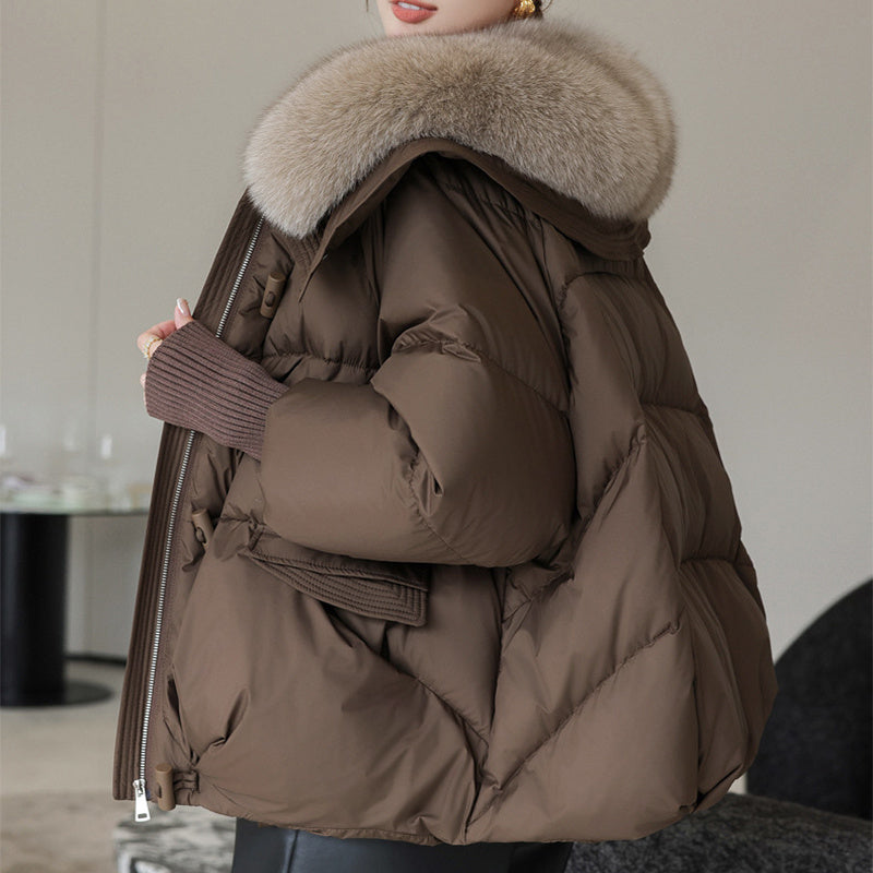 Reaper unit worldwide Down Cotton-padded Jacket Women's Short Fur Collar Thickened Coat Winter Clothing