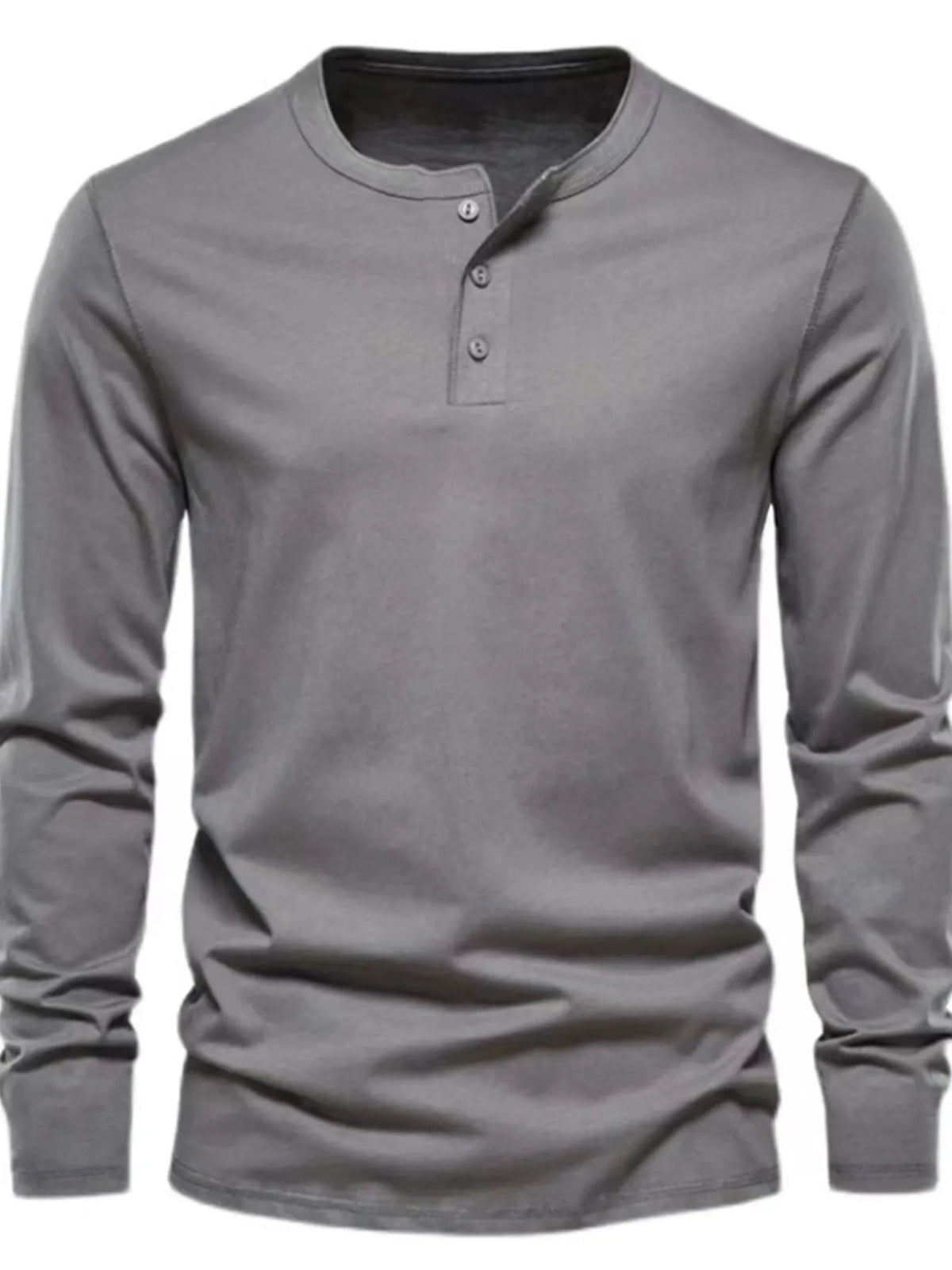 Men's Full Size Button Detail Long Sleeve Henley T-Shirt Plus Size