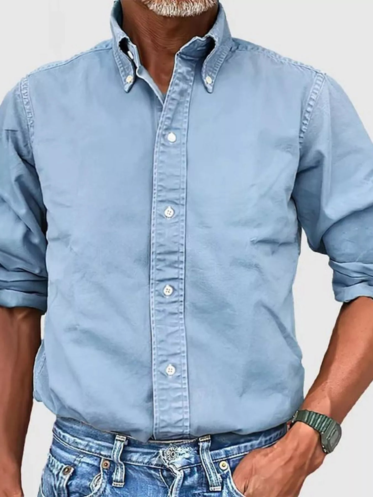 Men's Full Size Casual Button-Down Shirt Plus Size