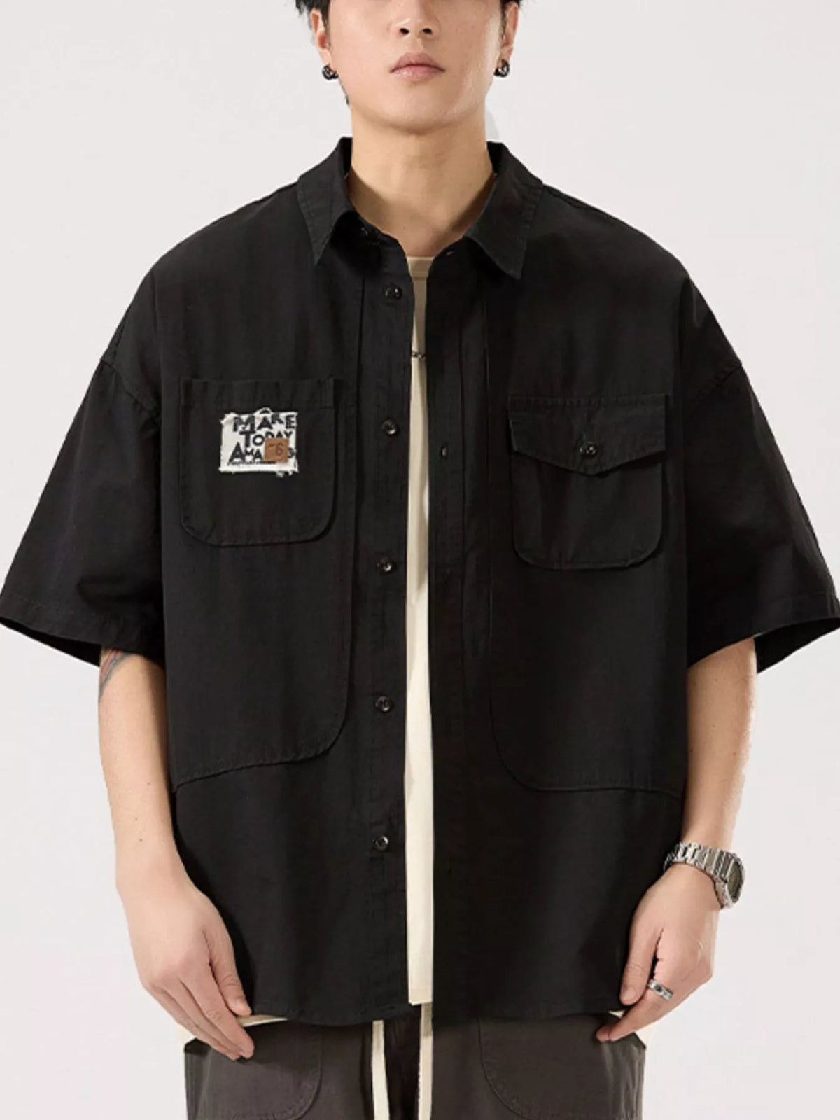 Men's Full Size Button Up Short Sleeve Shirt Plus Size