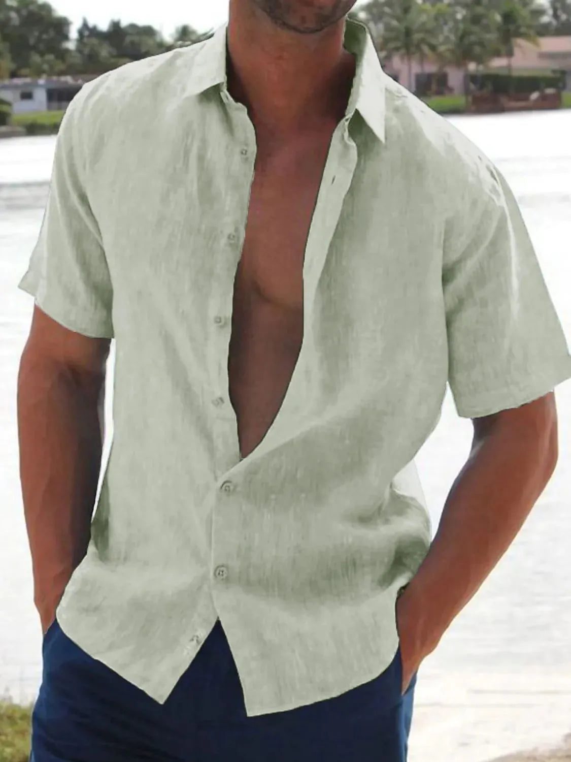Men's Full Size Button Up Short Sleeve Shirt Plus Size