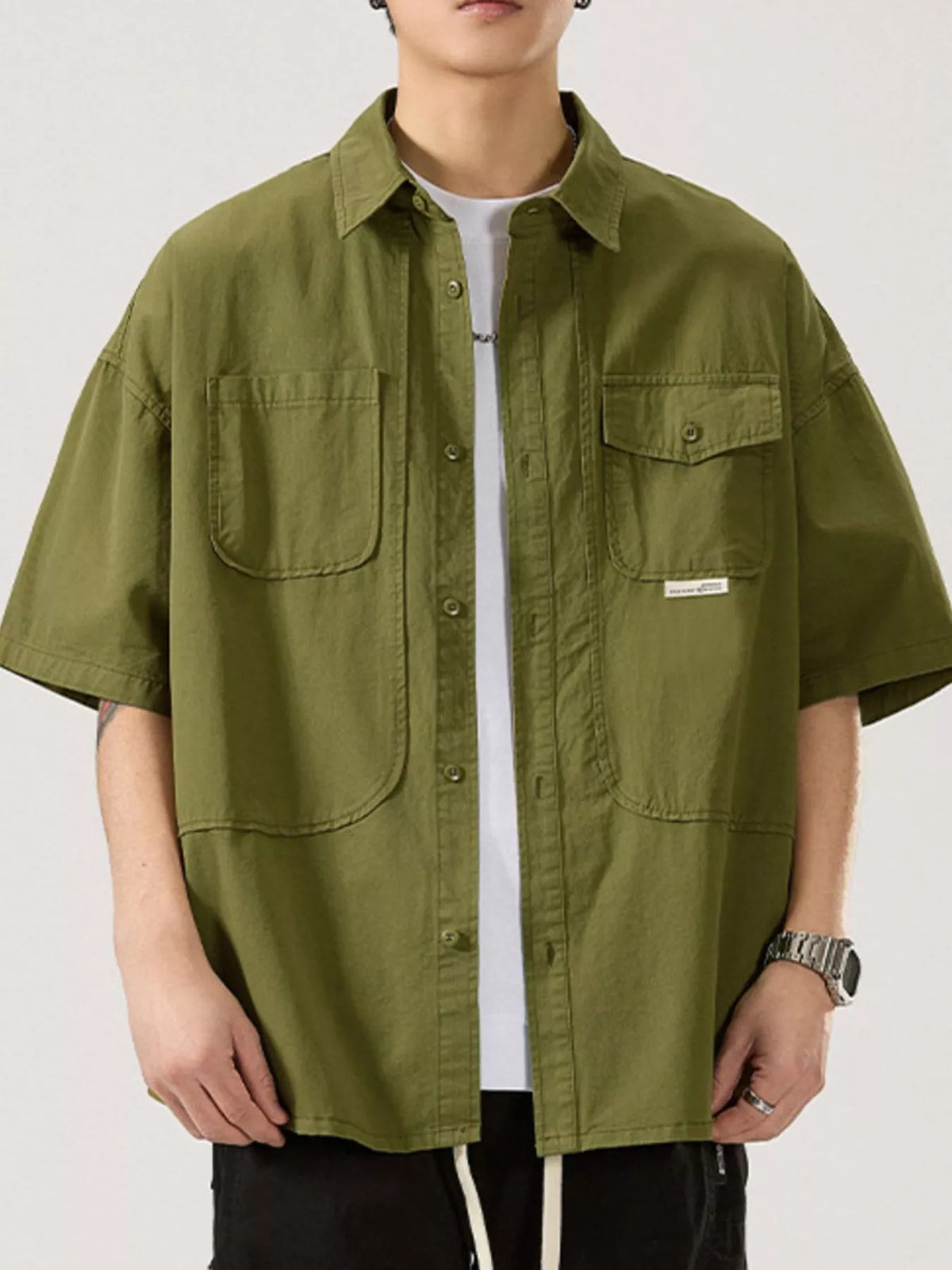 Men's Full Size Button Up Half Sleeve Shirt Plus Size