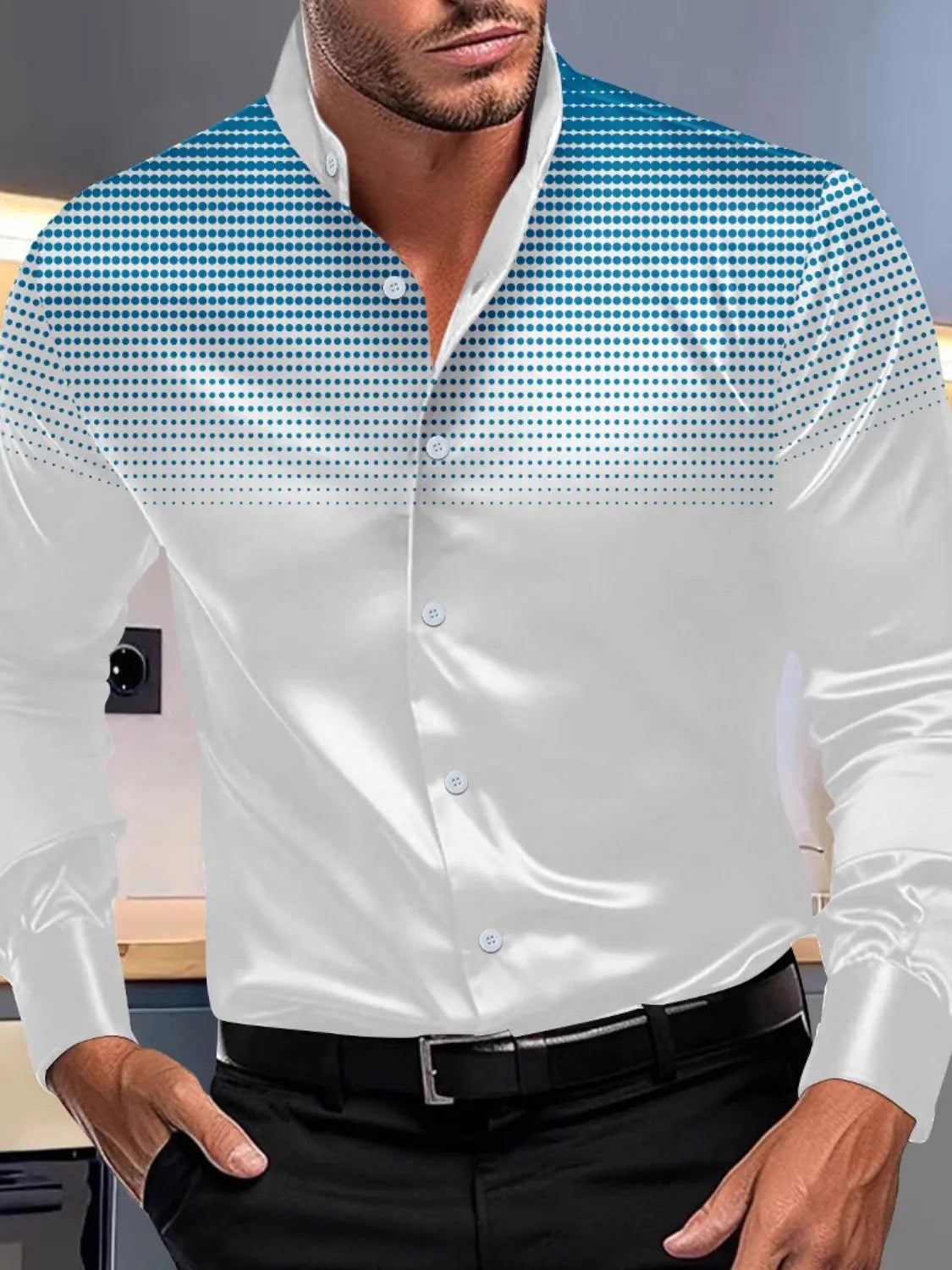Men's Full Size Button Up Long Sleeve Shirt Plus Size