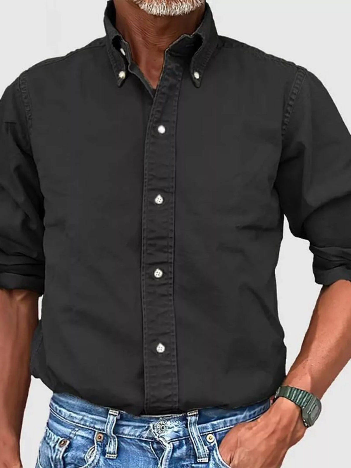 Men's Full Size Casual Button-Down Shirt Plus Size