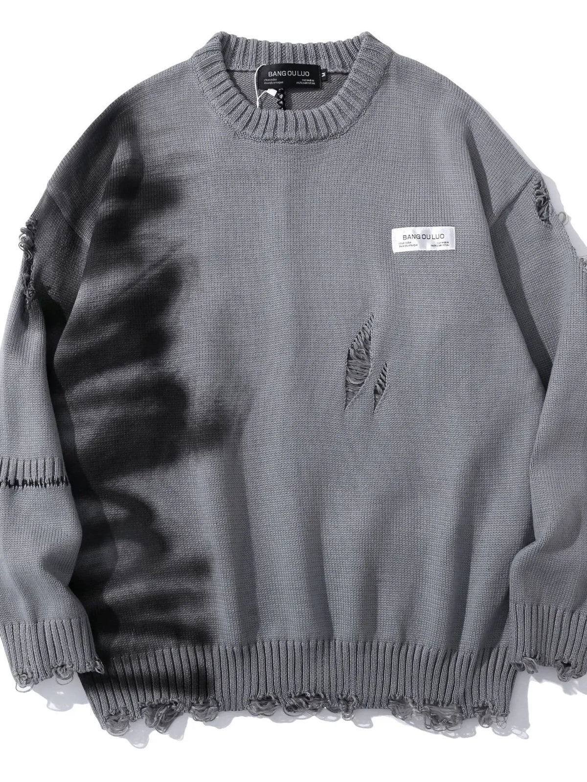 Men's Distressed Oversized Knit Sweater