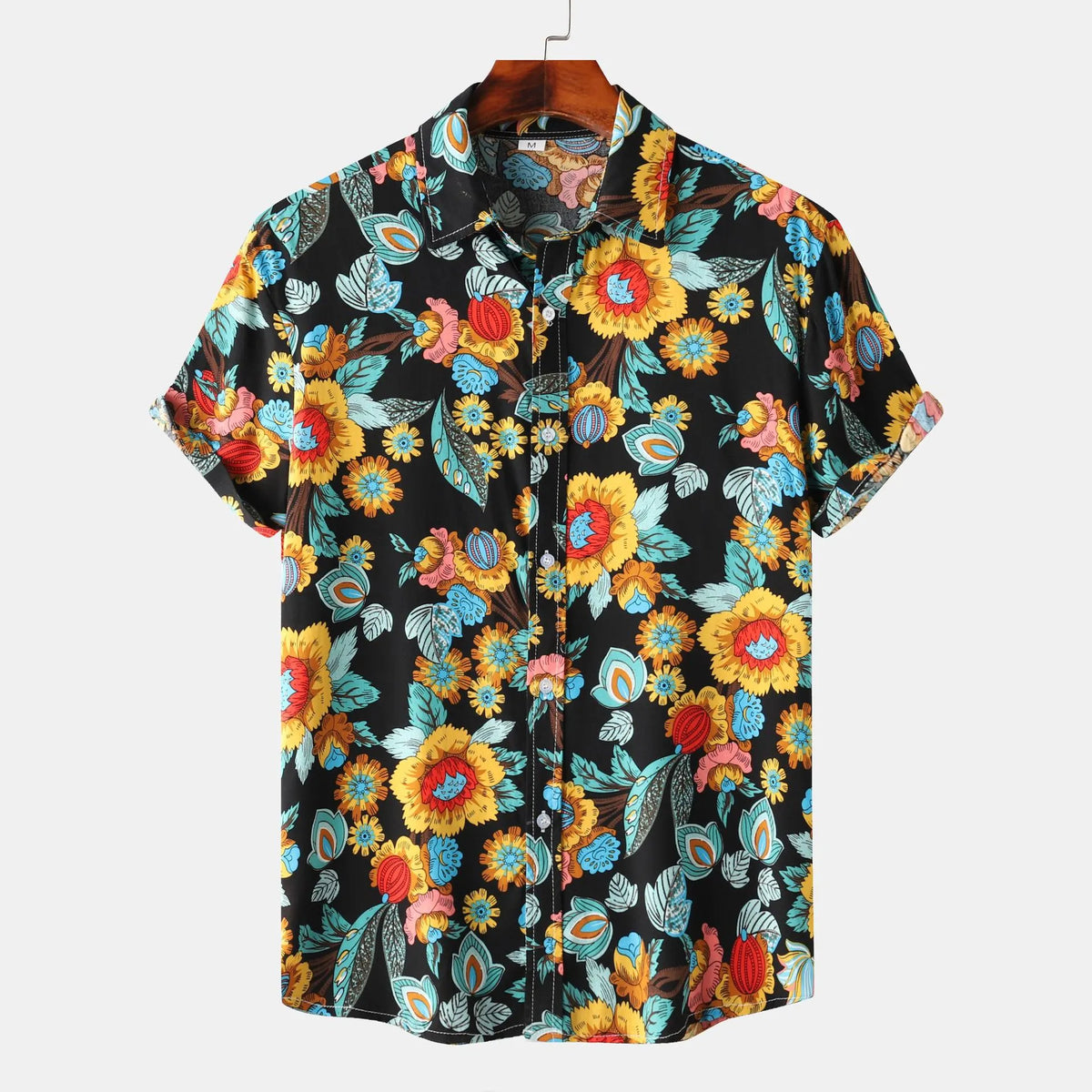 Men's Plus Size Floral Print Short Sleeve Hawaiian Shirt