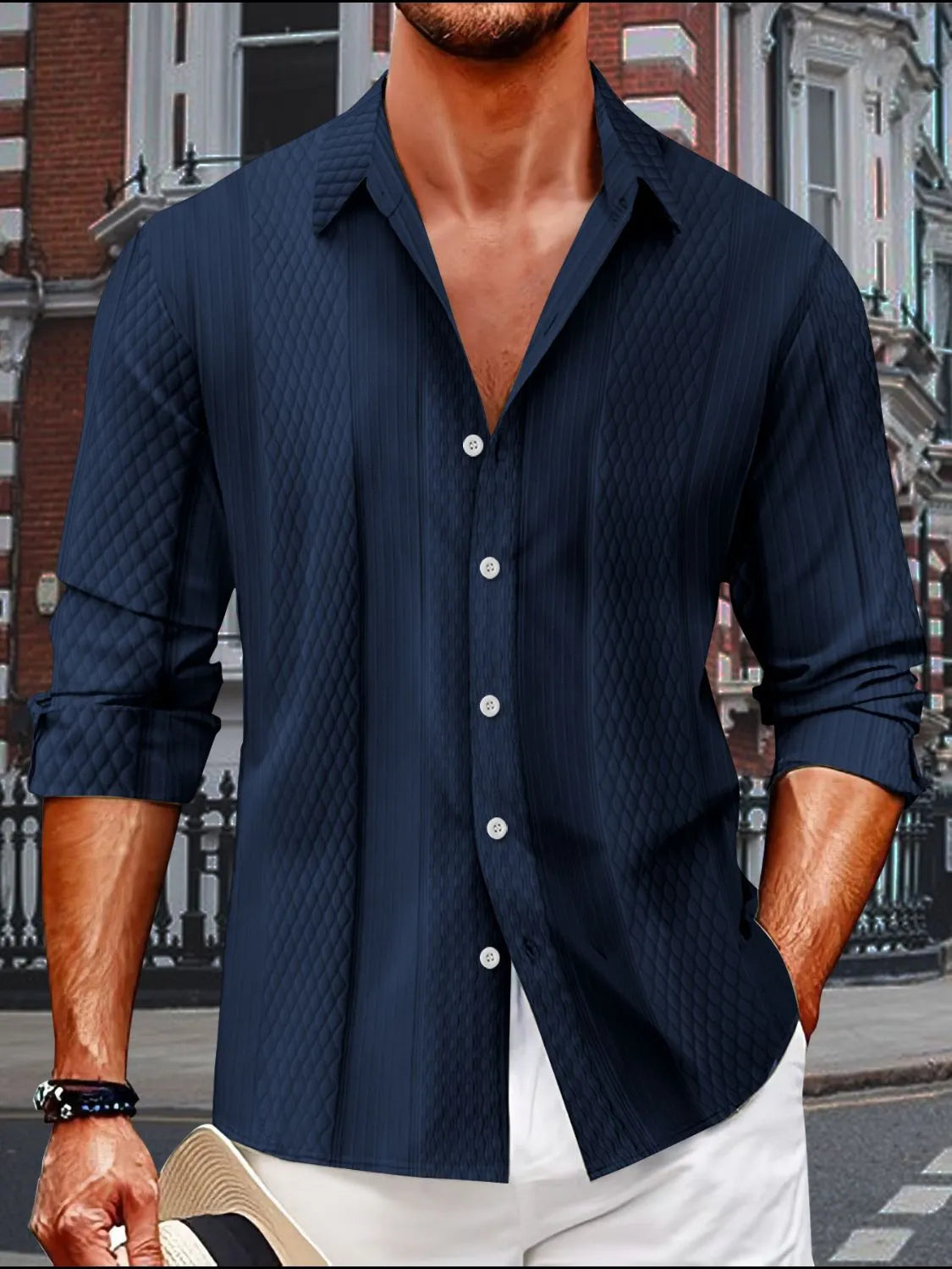 Men's Full Size Button Up Long Sleeve Shirt Plus Size