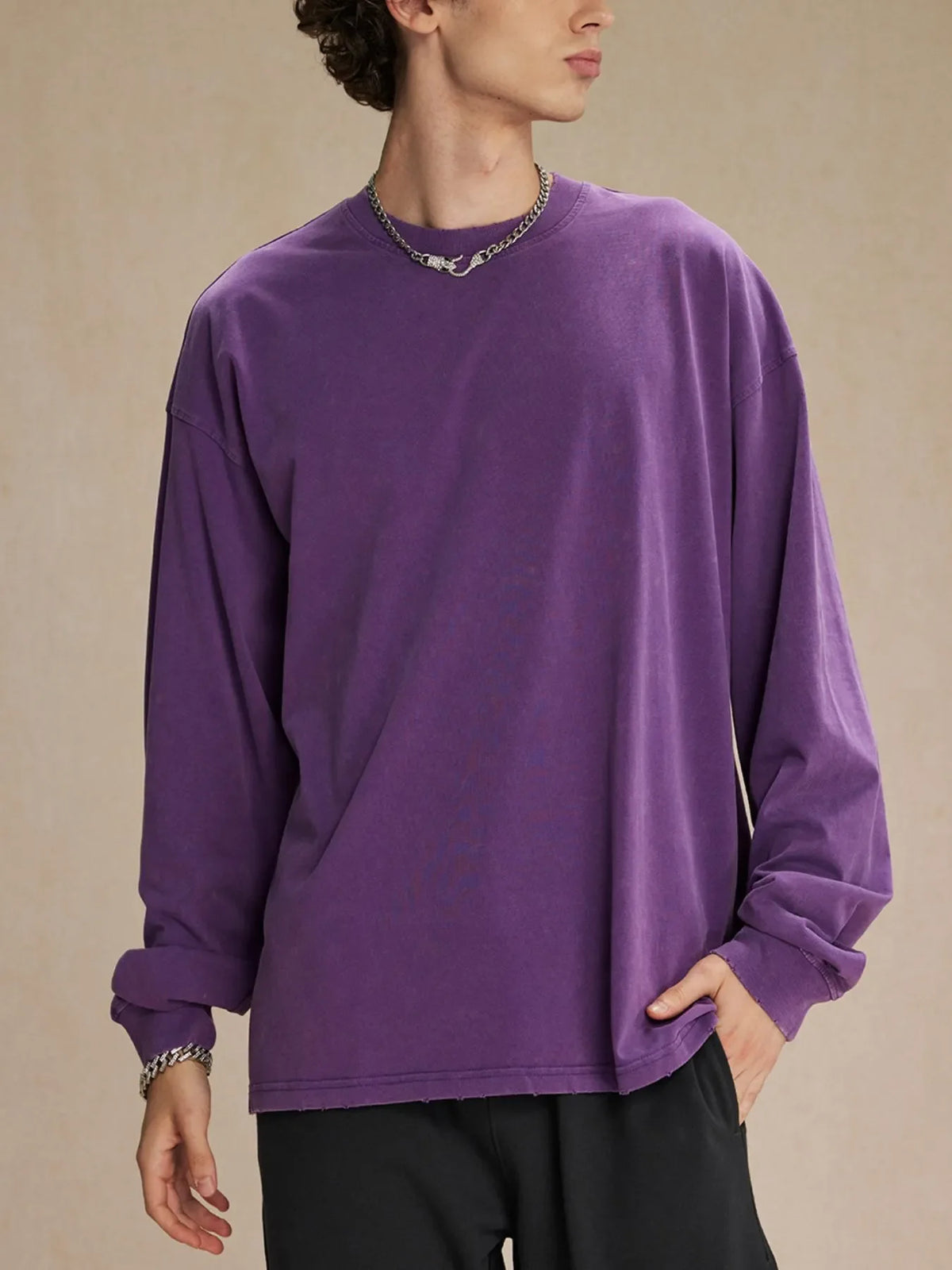 Men's Oversized Washed Round Neck T-Shirt