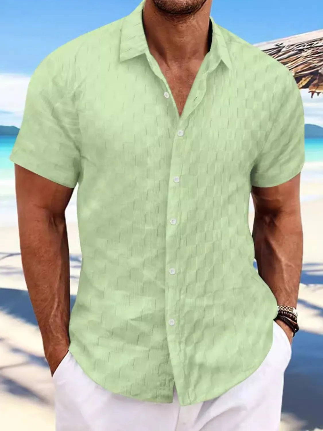 Men's Full Size Button Up Short Sleeve Shirt Plus Size