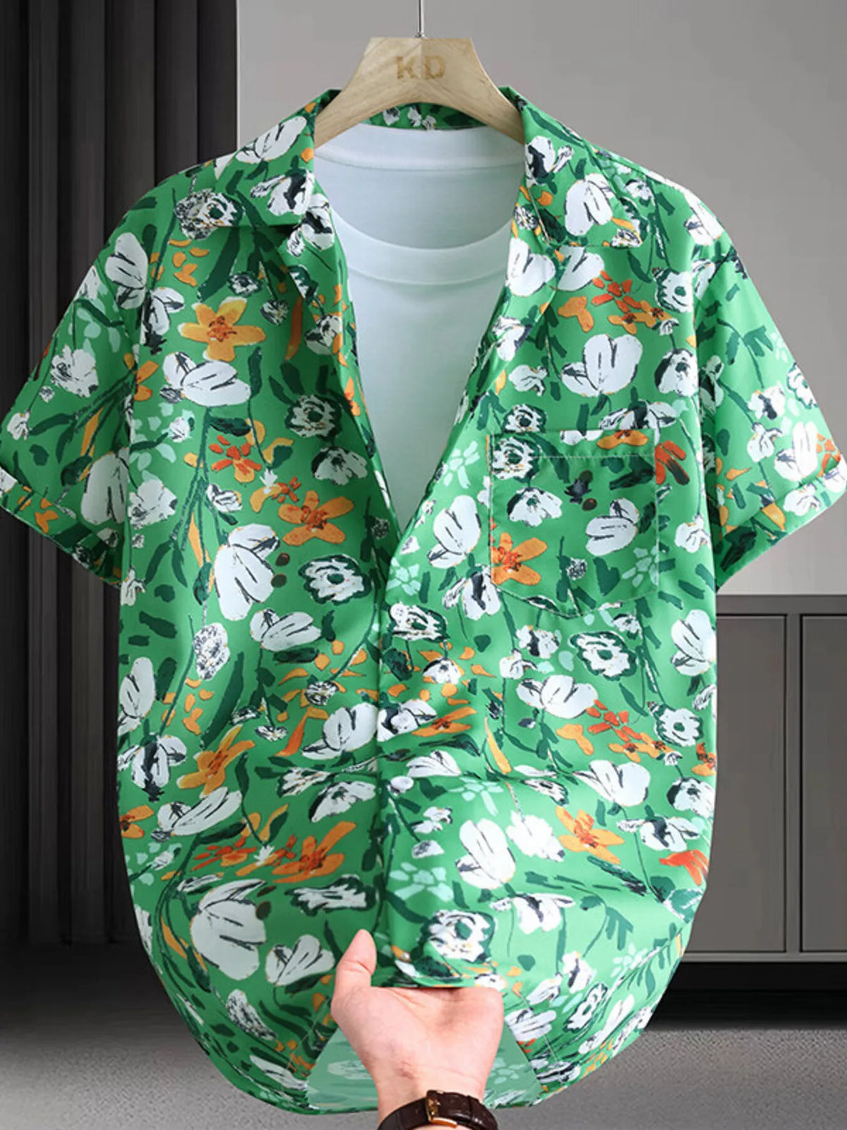 Men's Plus Size Hawaiian Print Short Sleeve Shirt