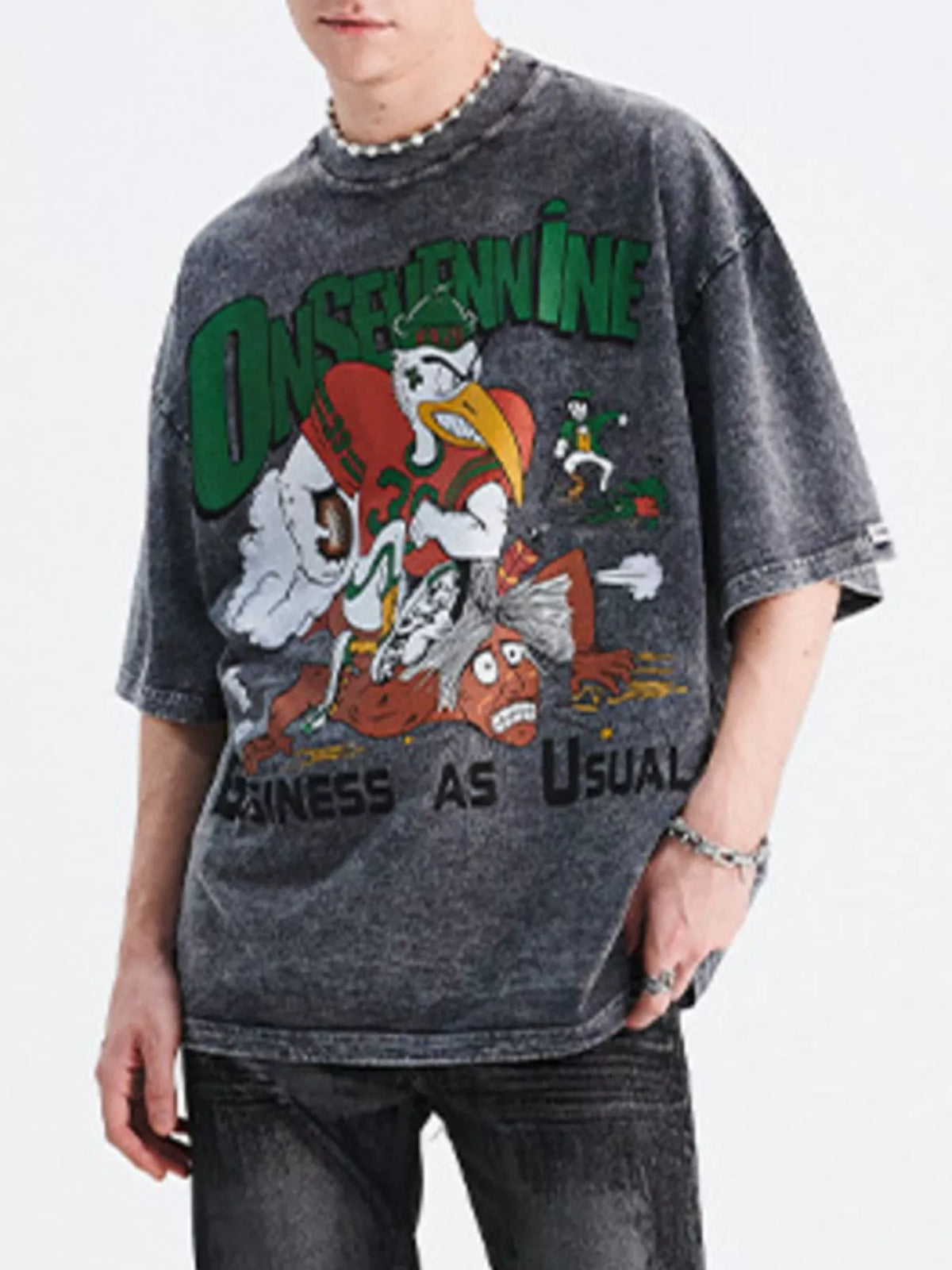 Men's Graphic Round Neck Oversized T-Shirt