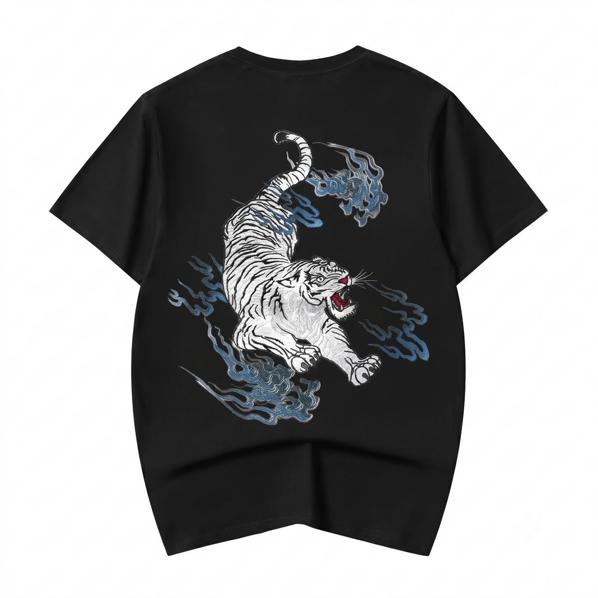 Reaper unit worldwide ET9817 Flaming White Tiger Embroidered Tee