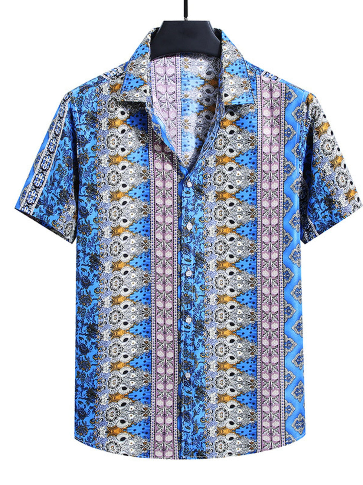 Men's Plus Size Nautical Print Short Sleeve Casual Shirt
