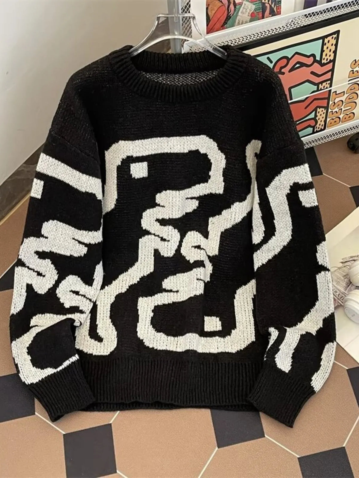 Men's Ribbed Hem Round Neck Sweater