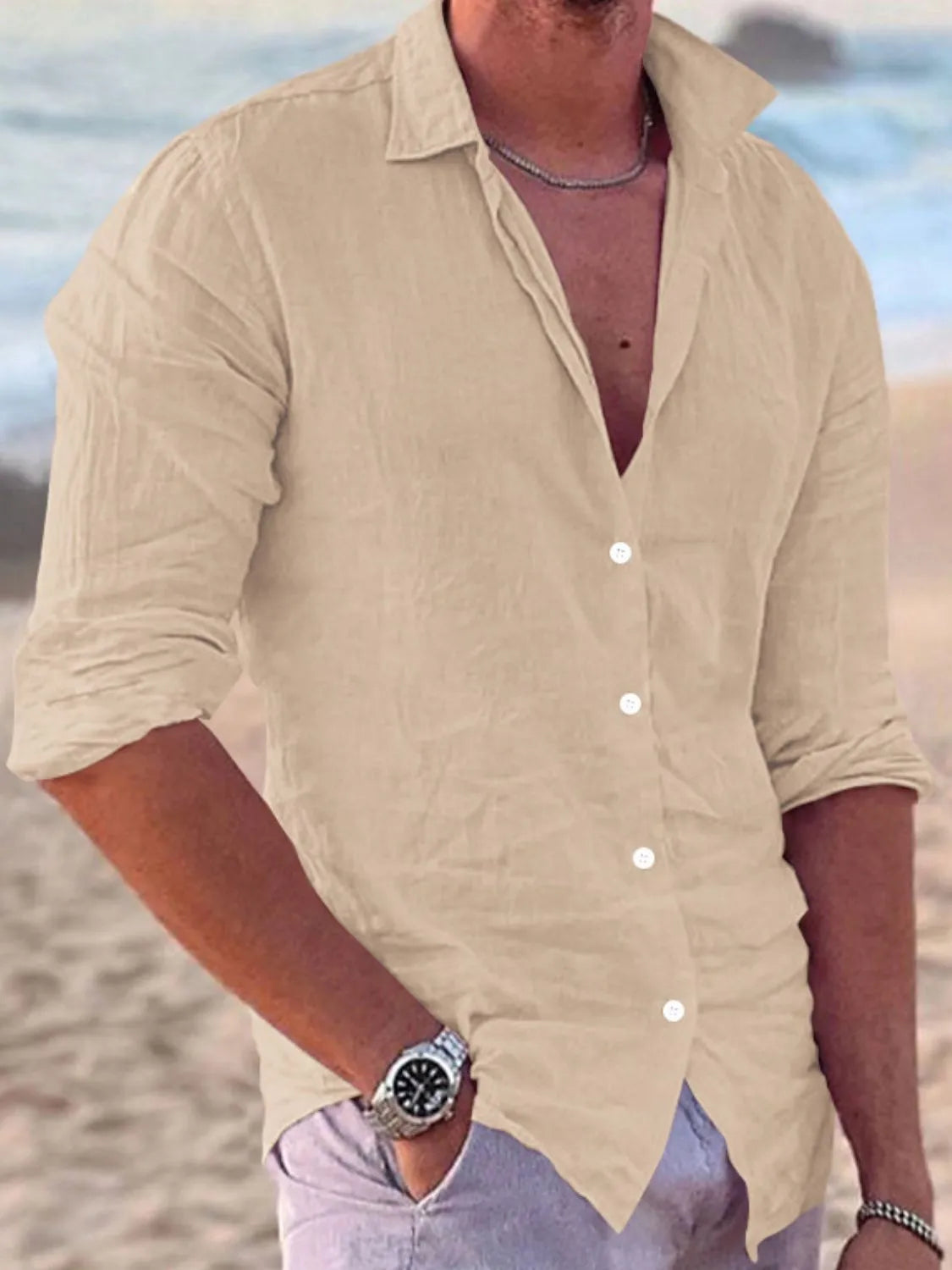 Men's Full Size Button Up Long Sleeve Shirt Plus Size