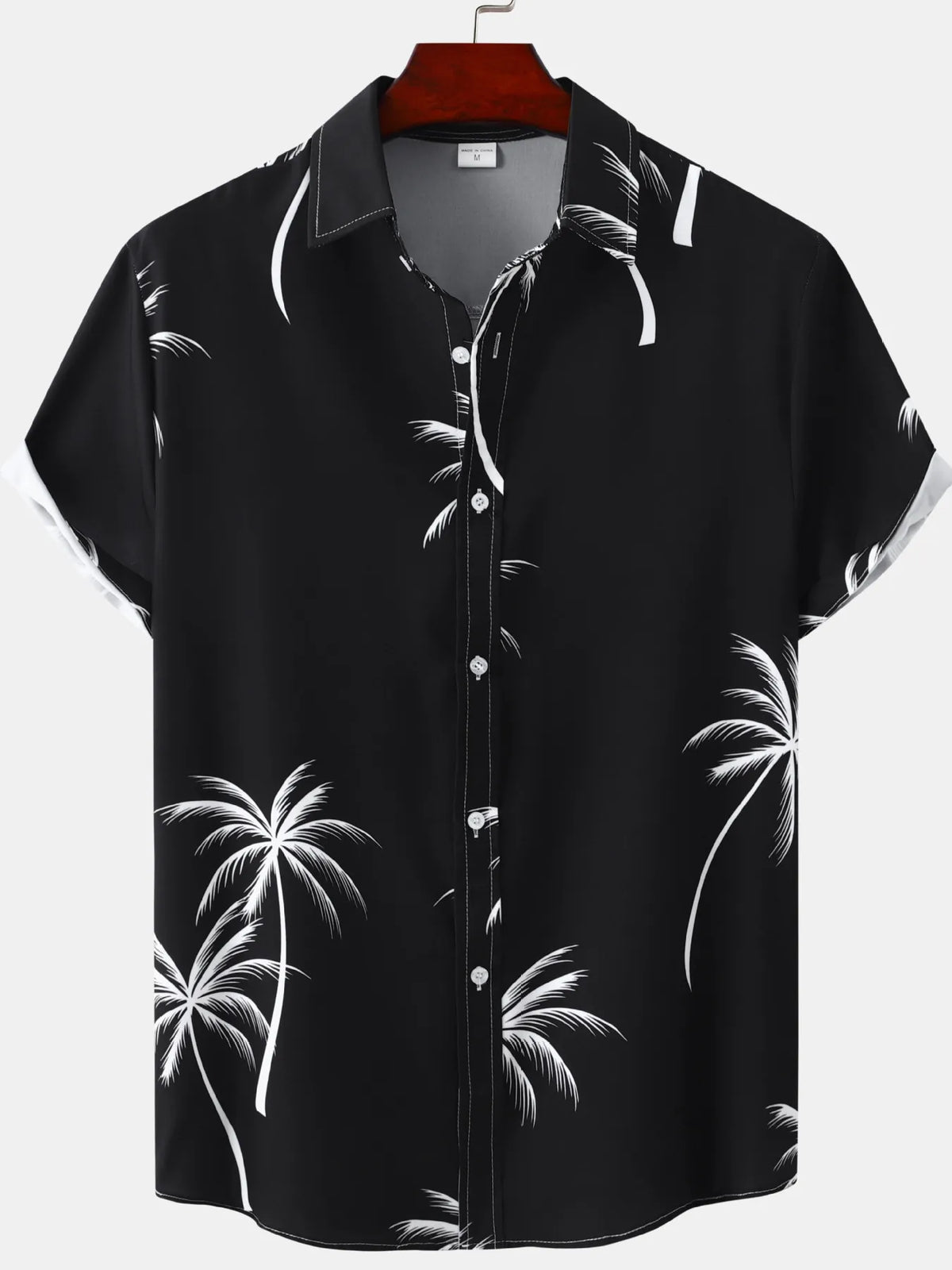 Men's Plus Size Tropical Palm Print Short Sleeve Button Down Shirt