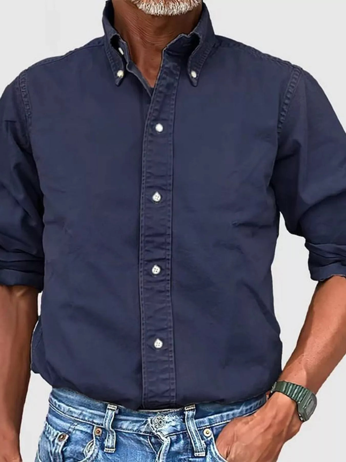 Men's Full Size Casual Button-Down Shirt Plus Size