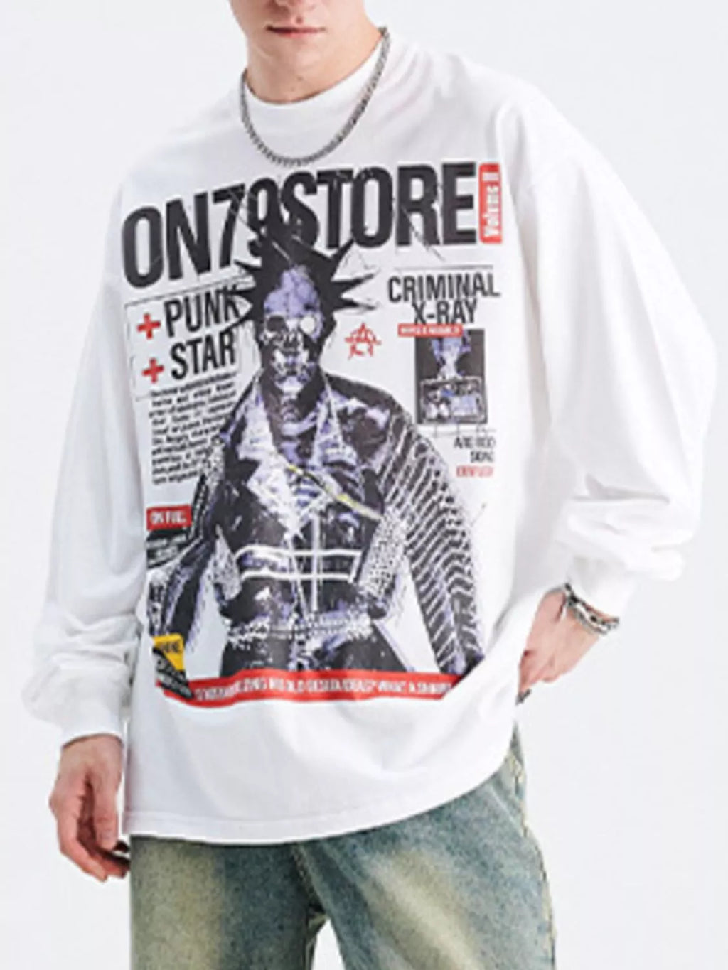 Men's Graphic Round Neck Long Sleeve T-Shirt