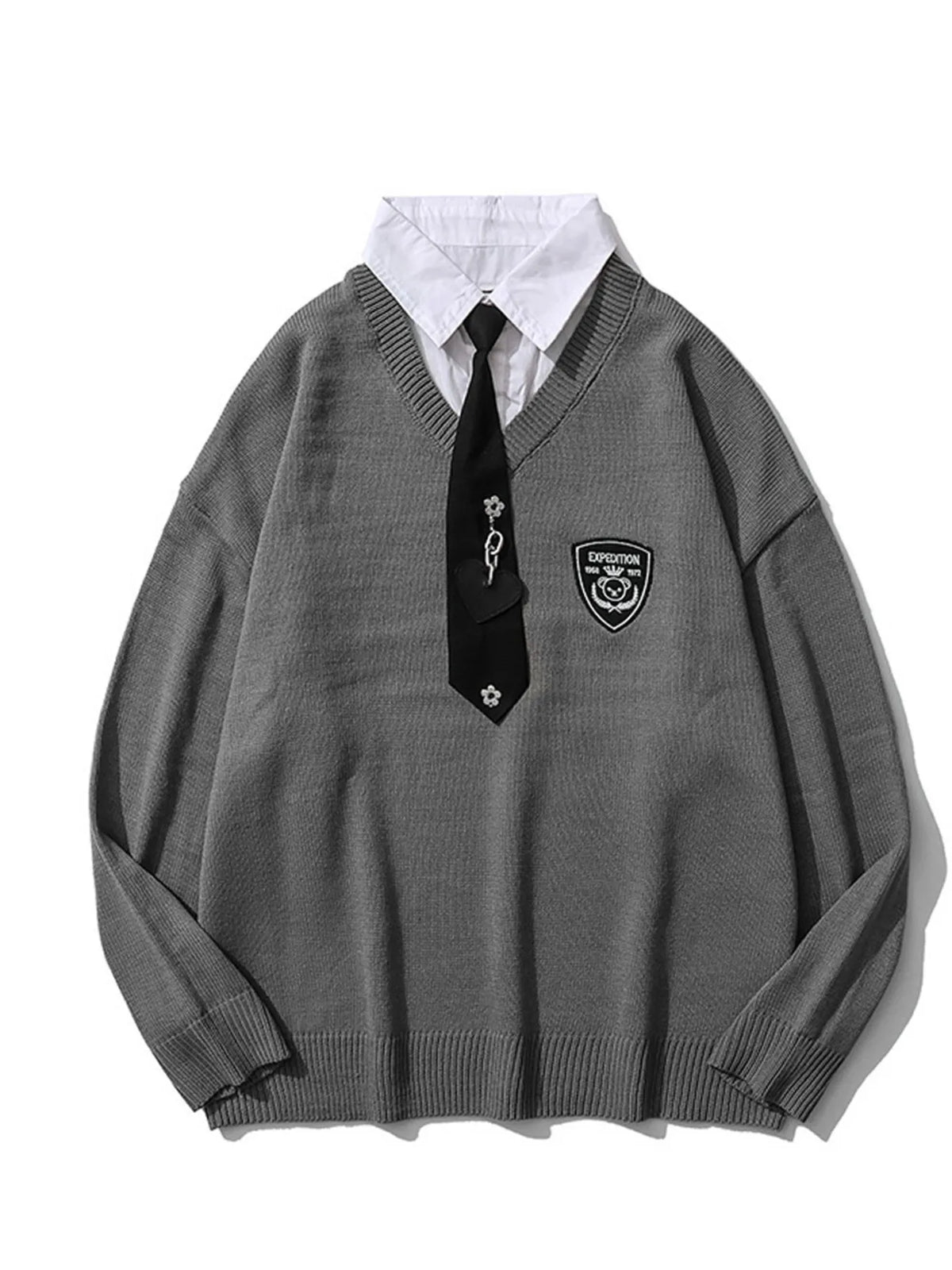 Men's Fake Two Piece Long Sleeve Sweater