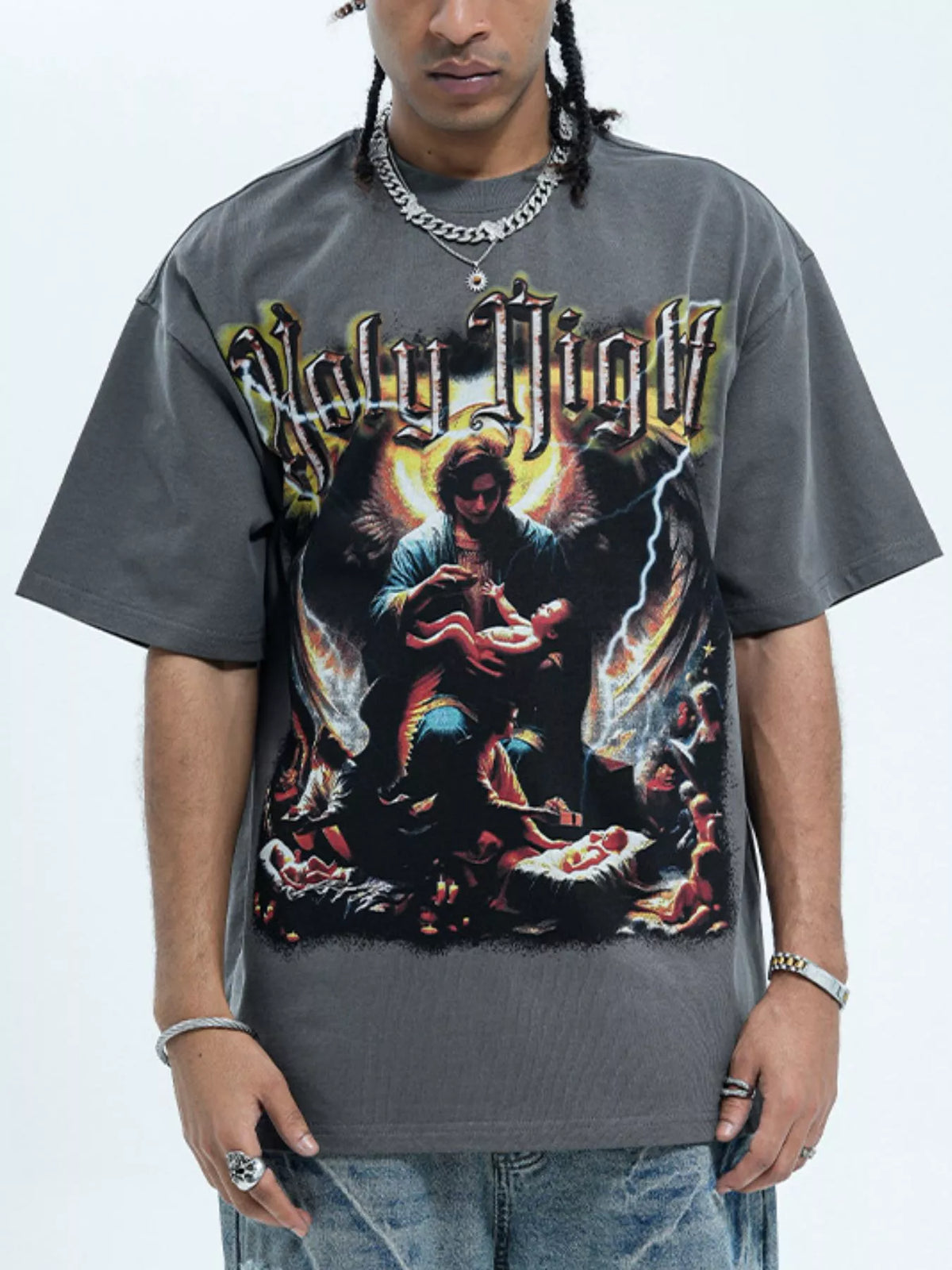 Men's Graphic Round Neck Oversized T-Shirt