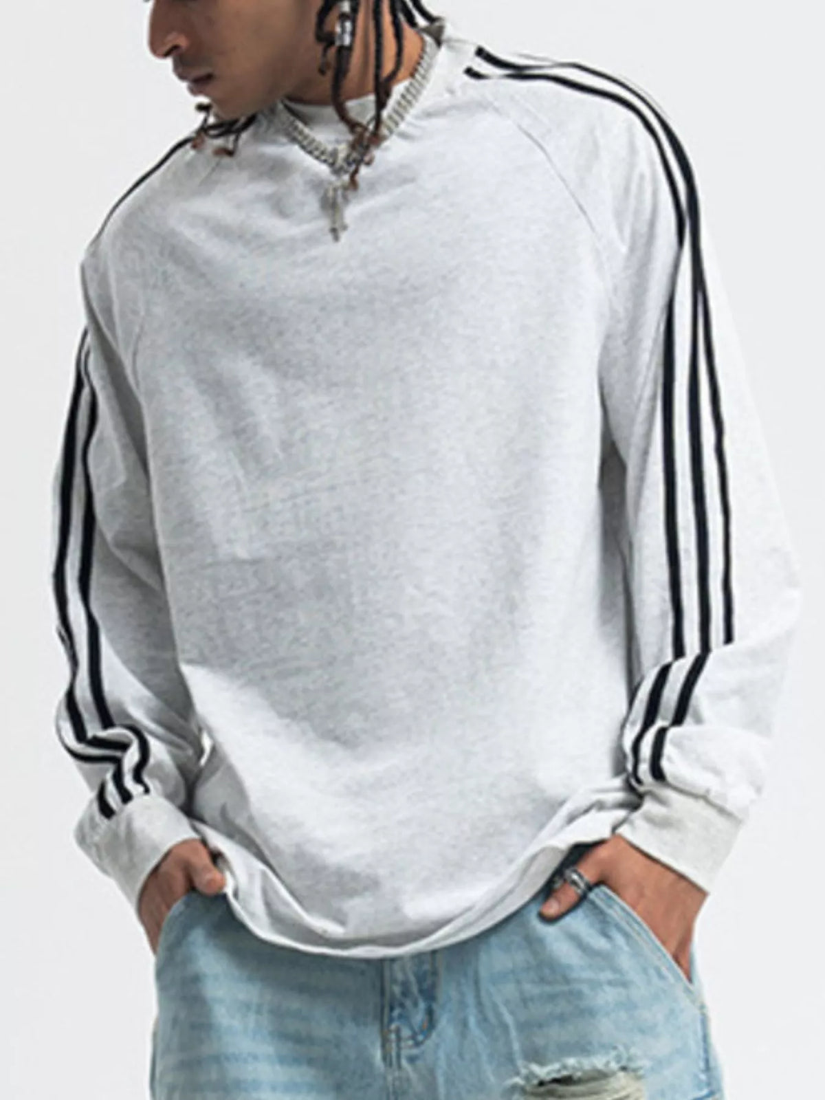 Men's Striped Round Neck Long Sleeve T-Shirt