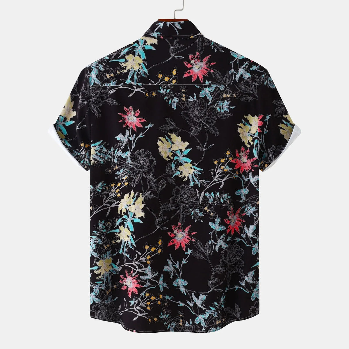 Men's Plus Size Floral Print Short Sleeve Button Down Casual Shirt