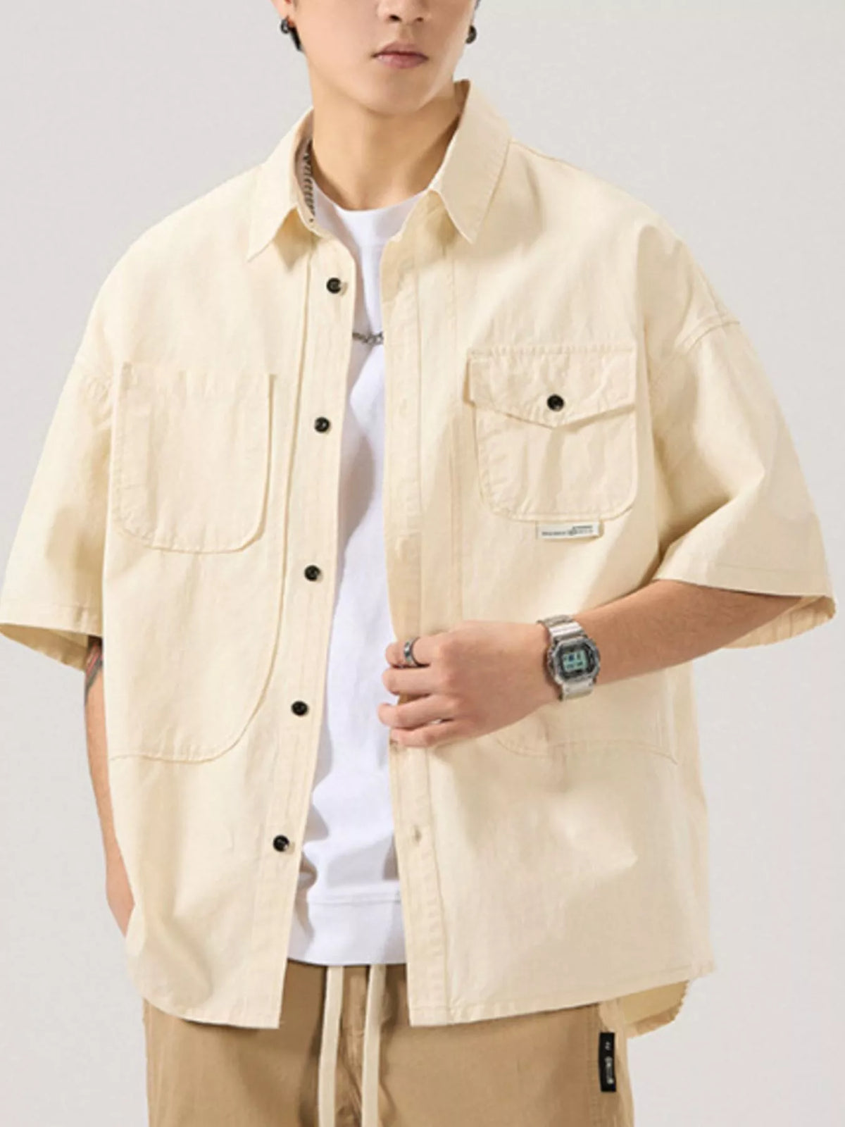 Men's Full Size Button Up Half Sleeve Shirt Plus Size