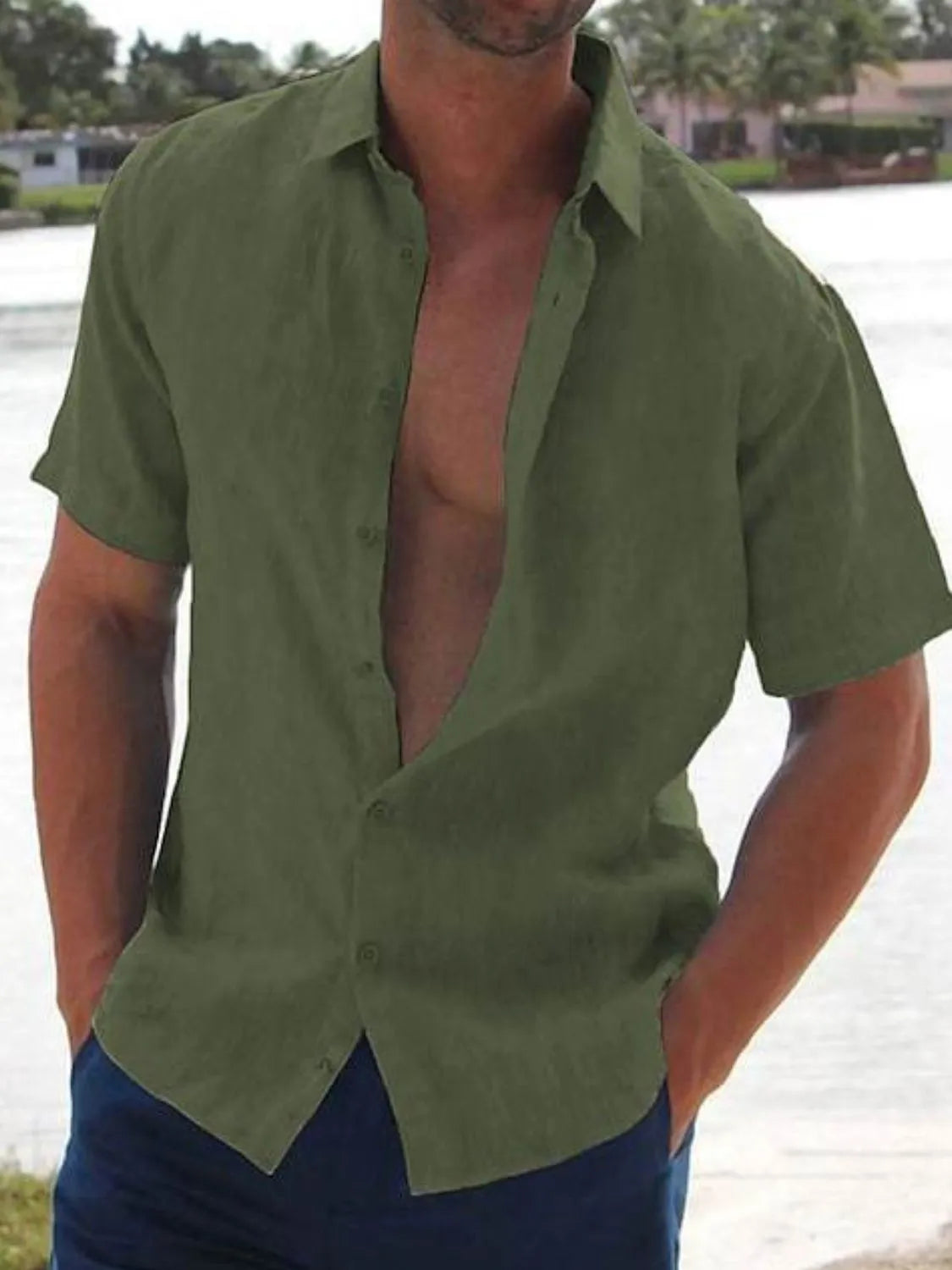 Men's Full Size Button Up Short Sleeve Shirt Plus Size