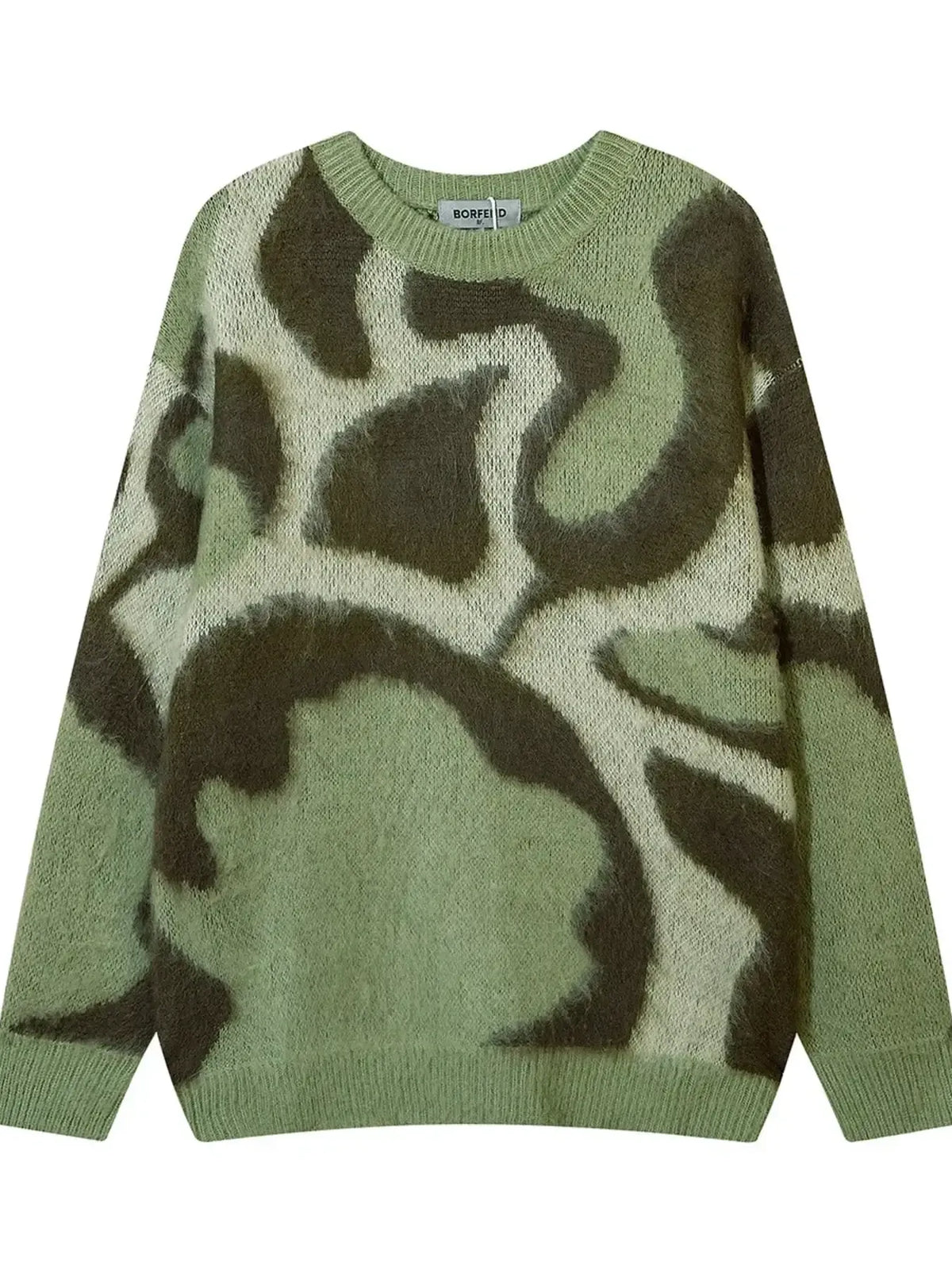 Men's Abstract Pattern Round Neck Knit Sweater