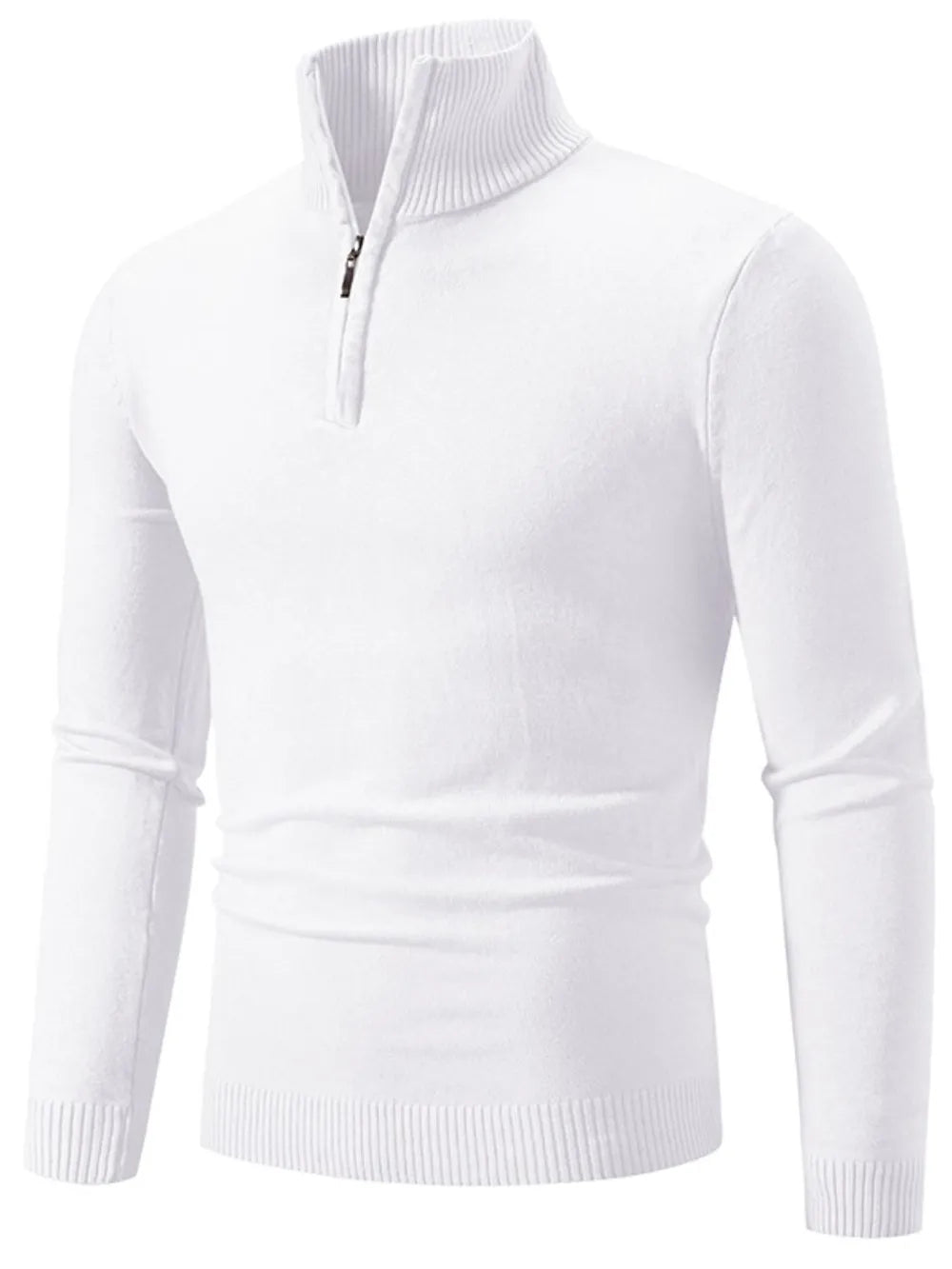 Men's Plus Size Quarter Zip Long Sleeve Sweater