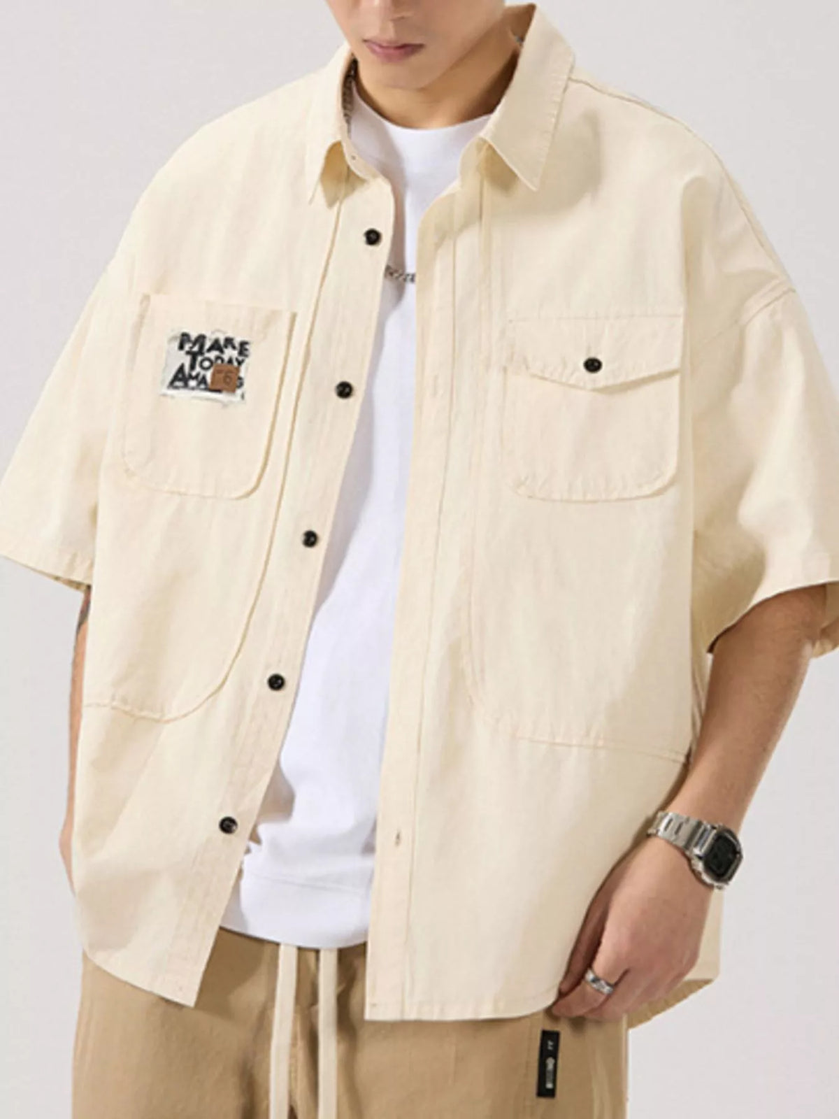 Men's Full Size Button Up Short Sleeve Shirt Plus Size