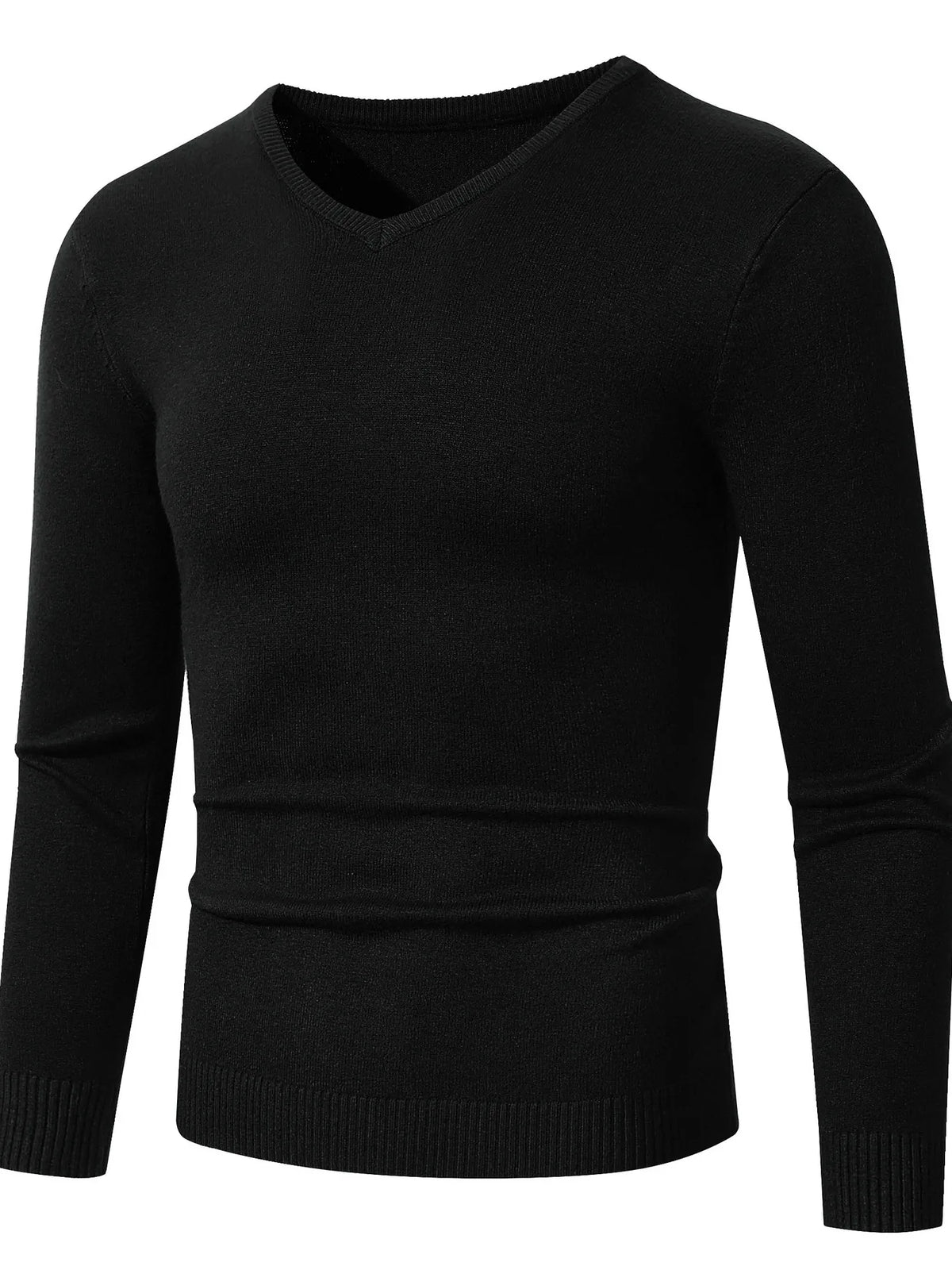 Men's Plus Size Ribbed Hem Long Sleeve Sweater