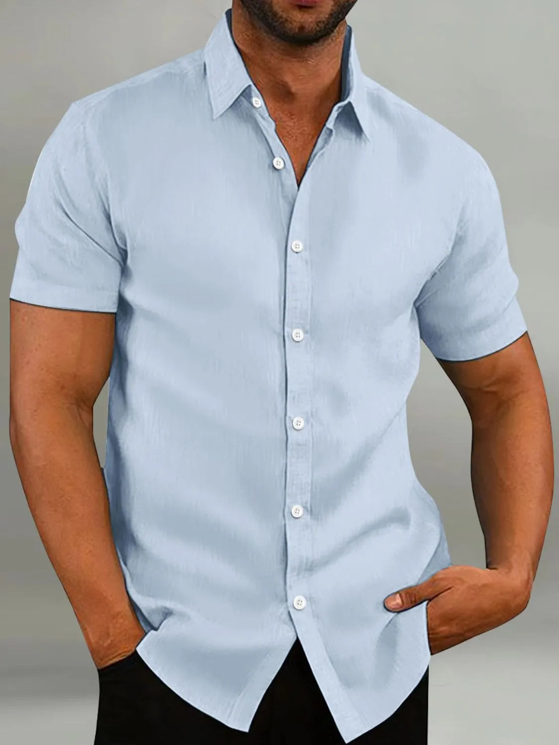 Men's Full Size Button Up Short Sleeve Shirt Plus Size