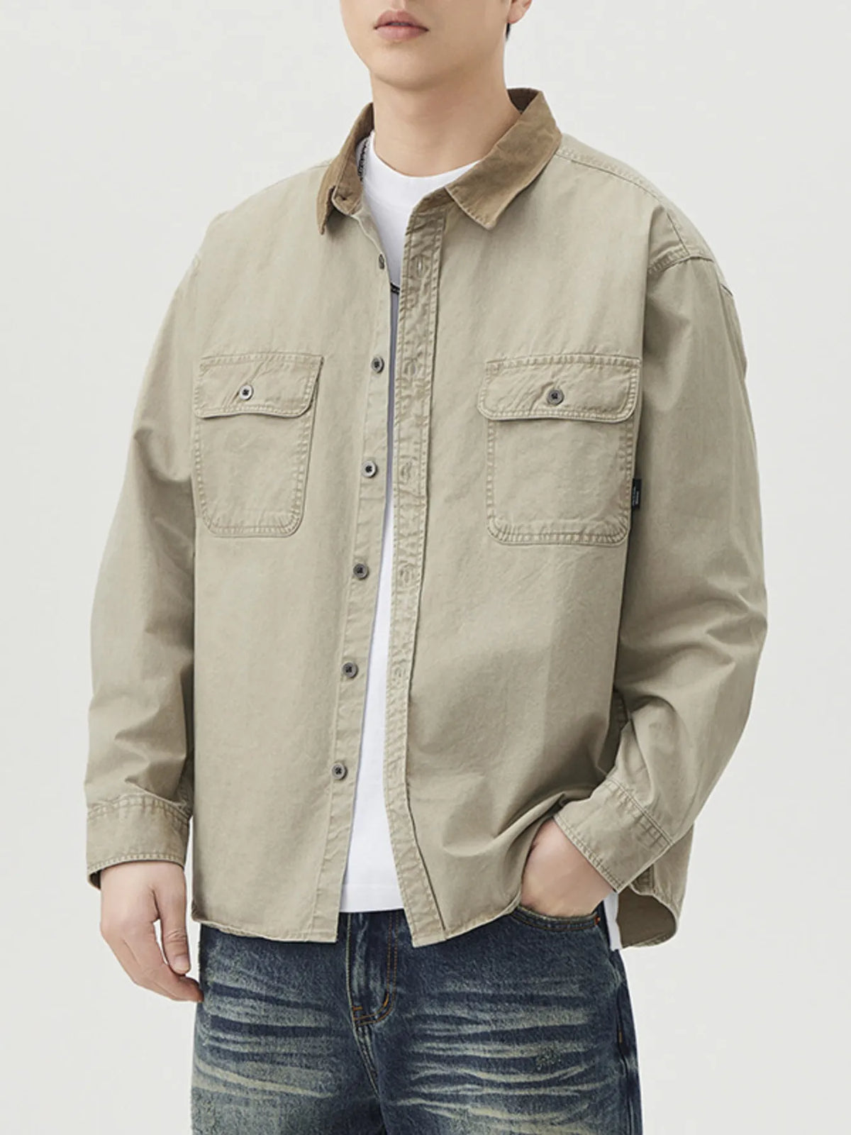Men's Plus Size Button Up Long Sleeve Shirt