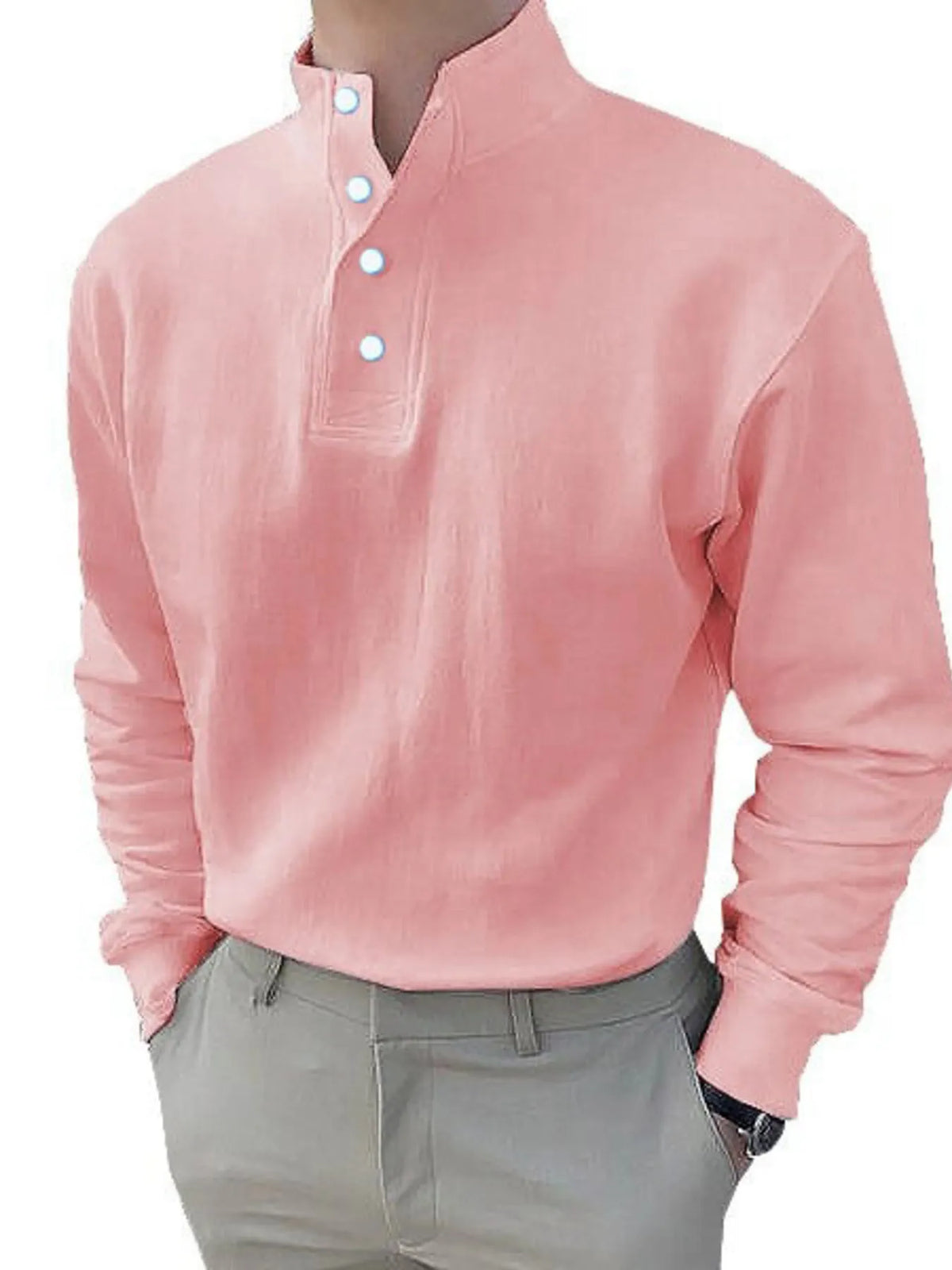 Men's Full Size Button Detail Long Sleeve Blouse Plus Size
