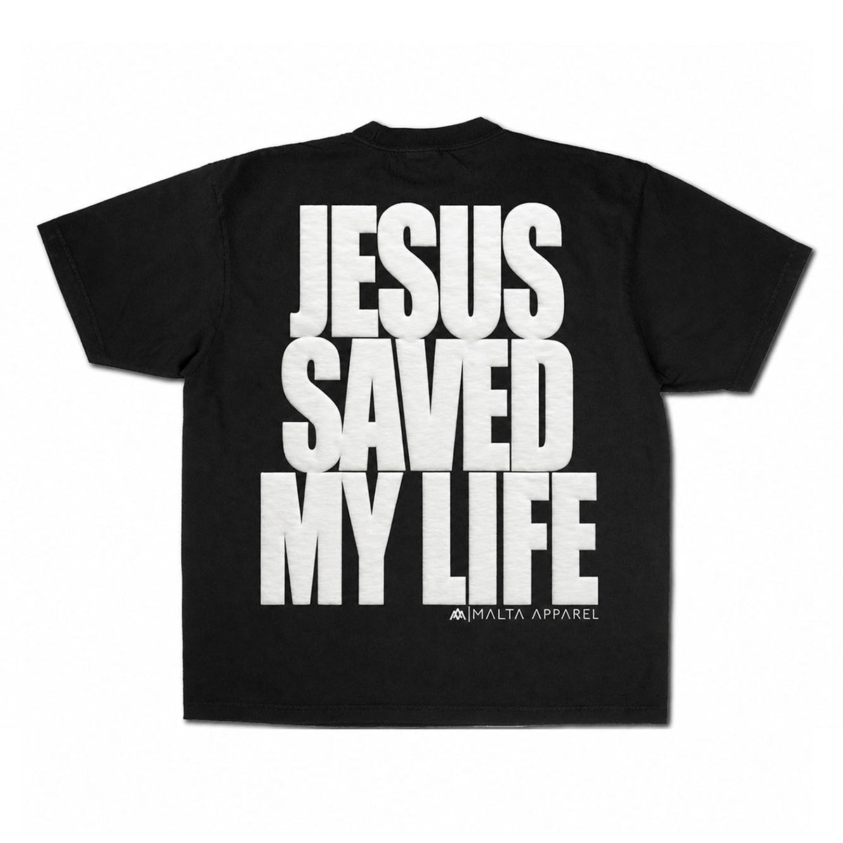 Jesus Saved My Life PUFF PRINT - Black