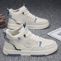 Reaper unit worldwide Men's new breathable high top shoes for male students, trendy and versatile white shoes, thick soled sports and leisure board shoes